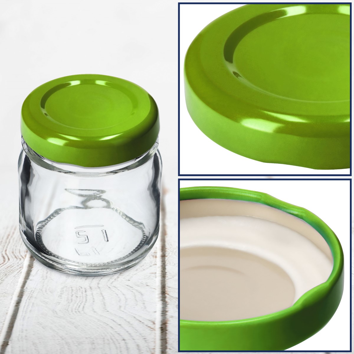 Słoiki na przetwory Halli 40ml 100szt 43 mm + wieczka zielone