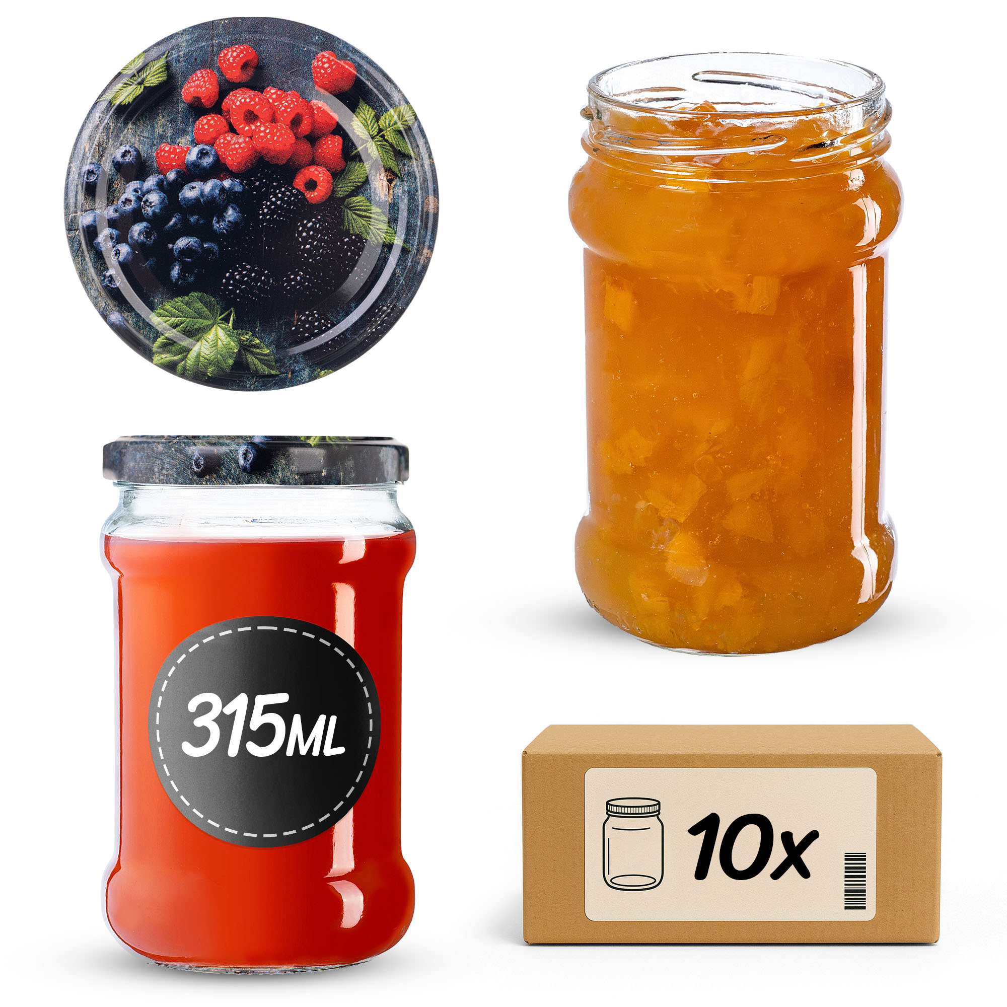 Słoiki na przetwory Seno 315ml fi 66 mm 10szt + wieczko Owoce