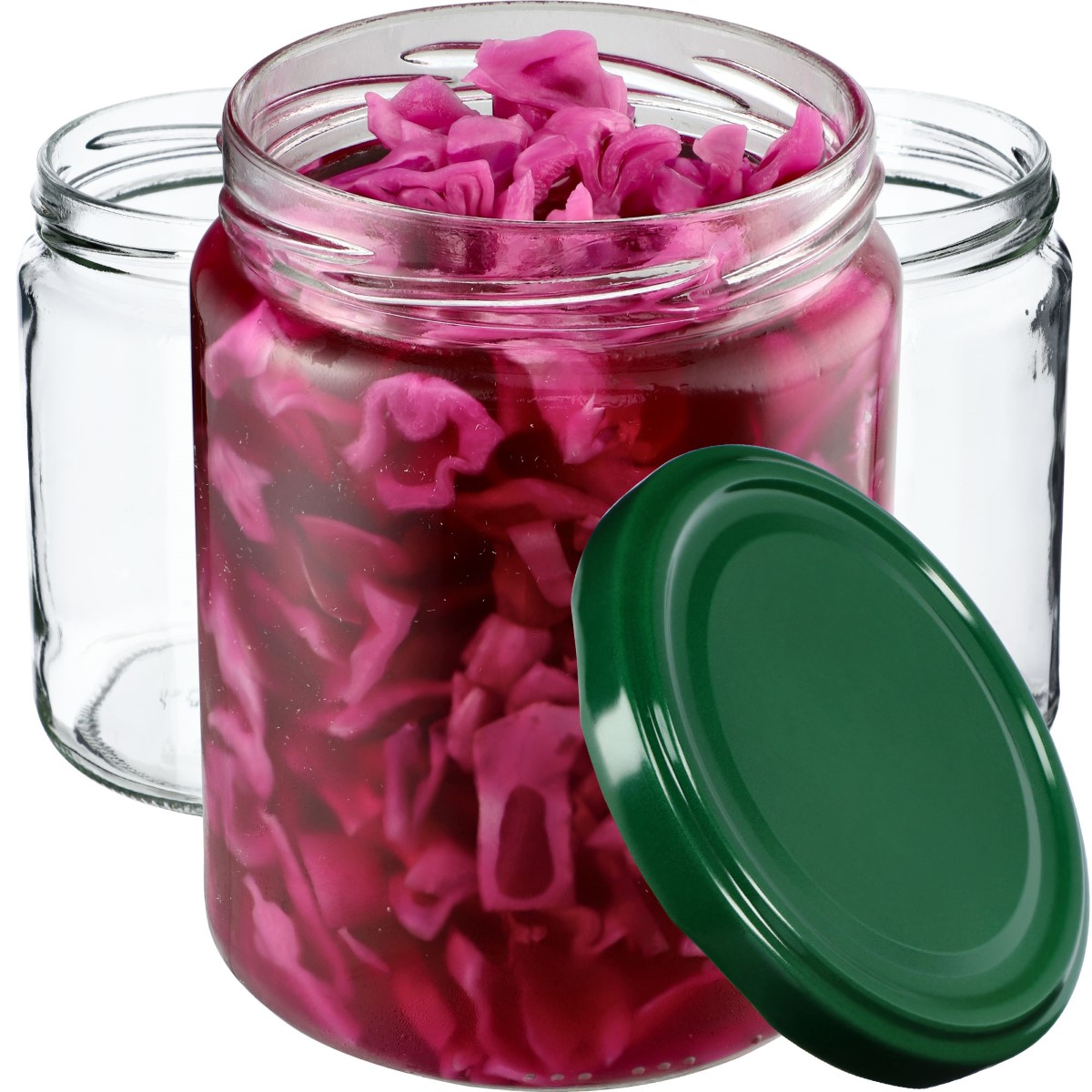 Słoiki na przetwory Maki 540ml 8szt fi 82 mm + wieczka zielone