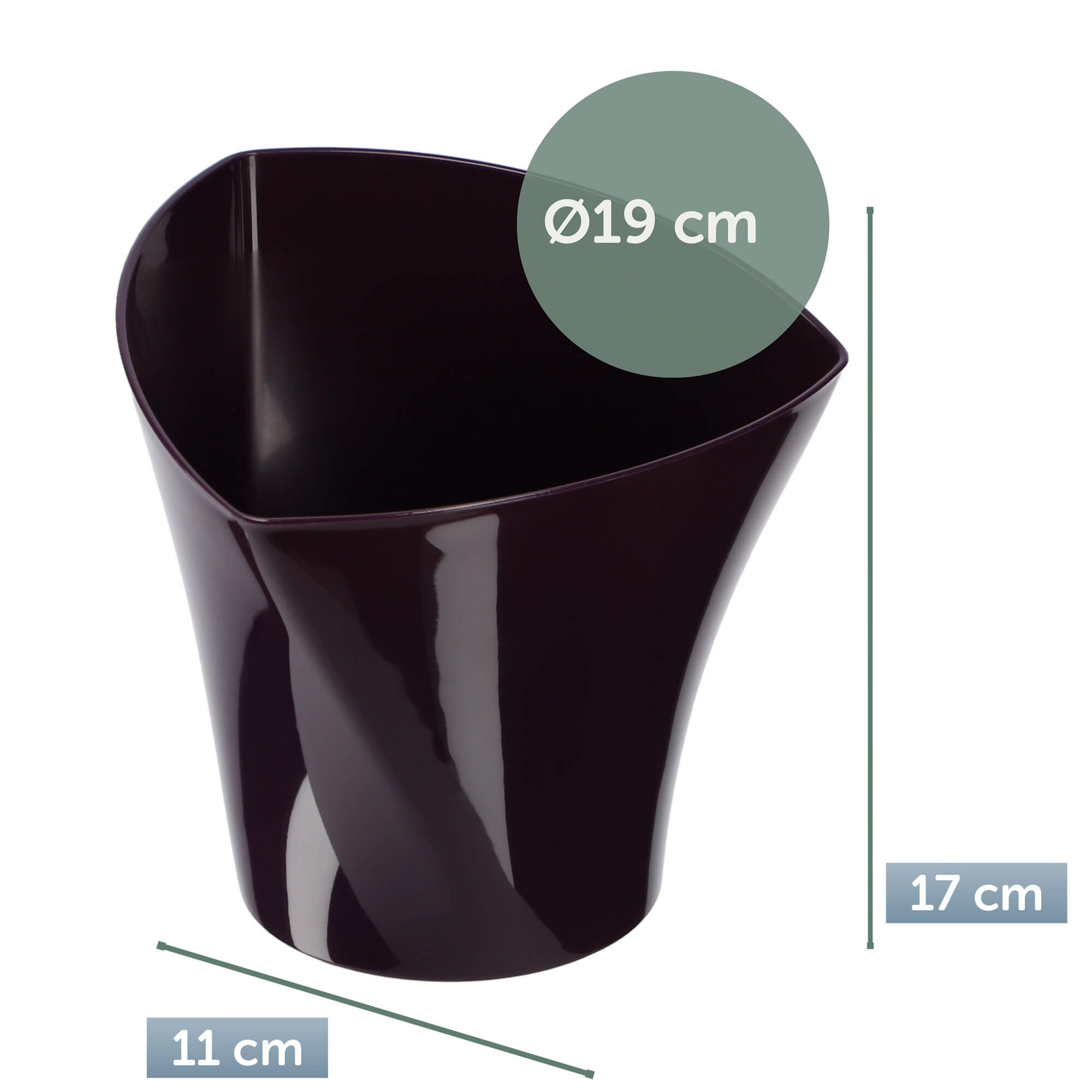 Doniczka asymetryczna 19 cm, śliwkowa