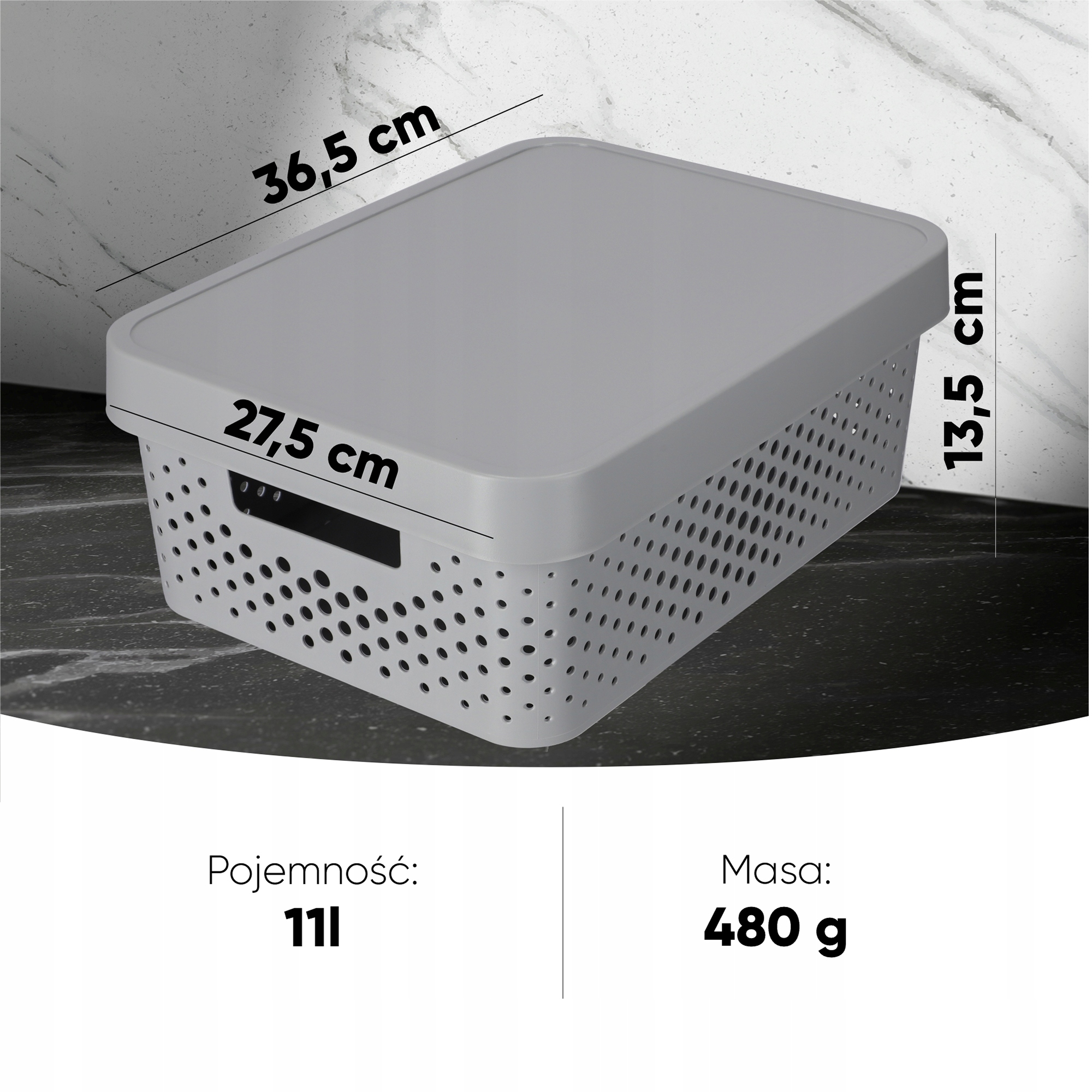 Pojemnik z pokrywką Curver Infinity 11L, szary
