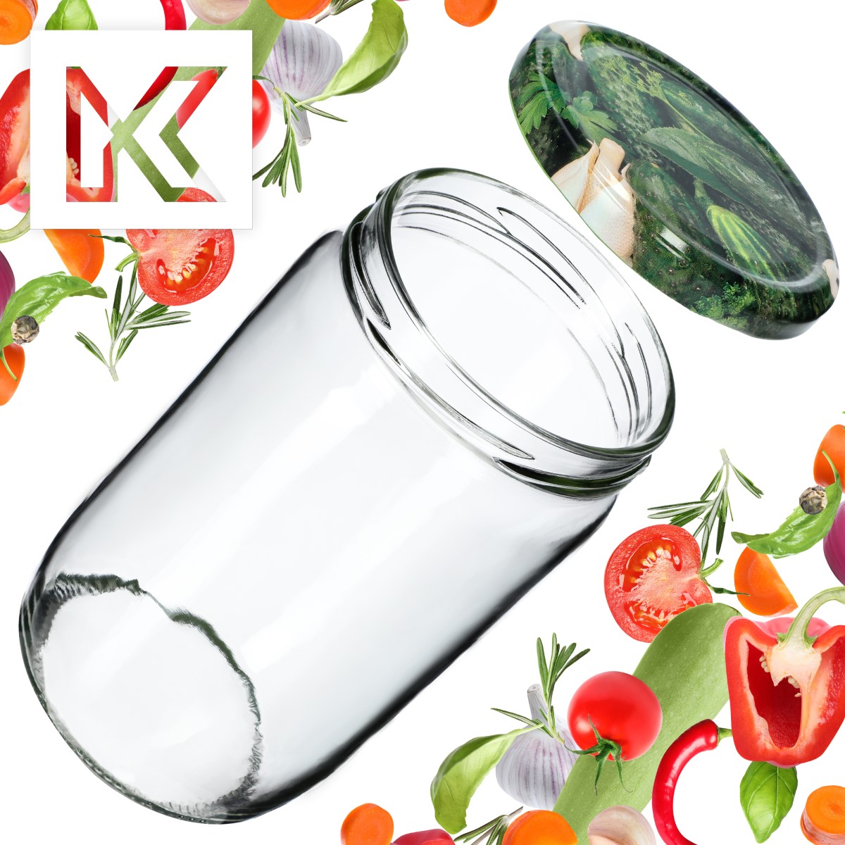 Słoiki na przetwory Niva 720ml 16szt fi 82 mm + wieczka "Ogórki II"