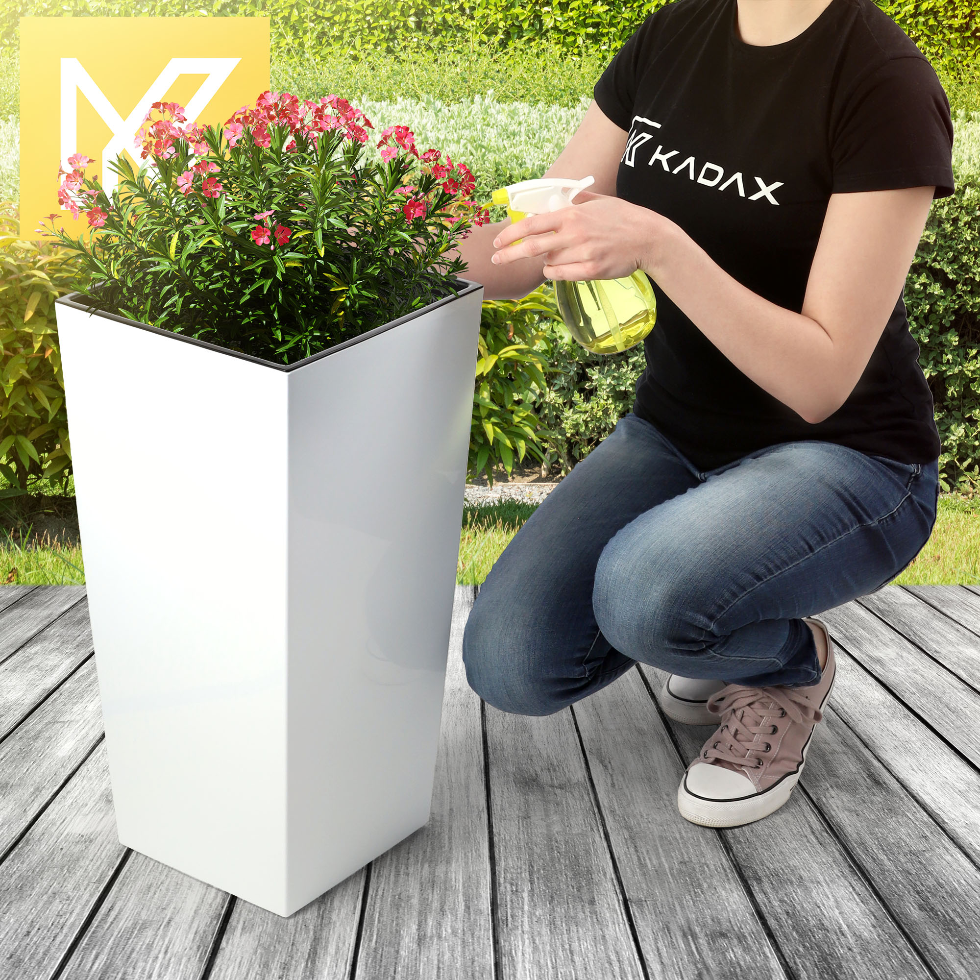 Donice na kwiaty z wkładem Masiera 25 cm + 30 cm + 35 cm, białe