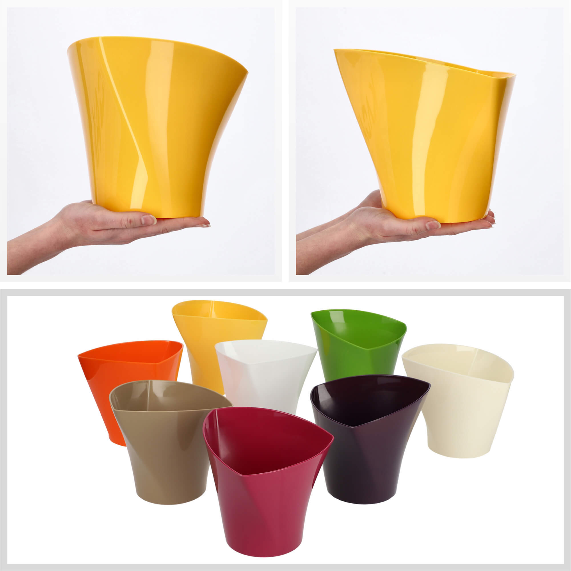 Doniczka asymetryczna 22 cm, żółta