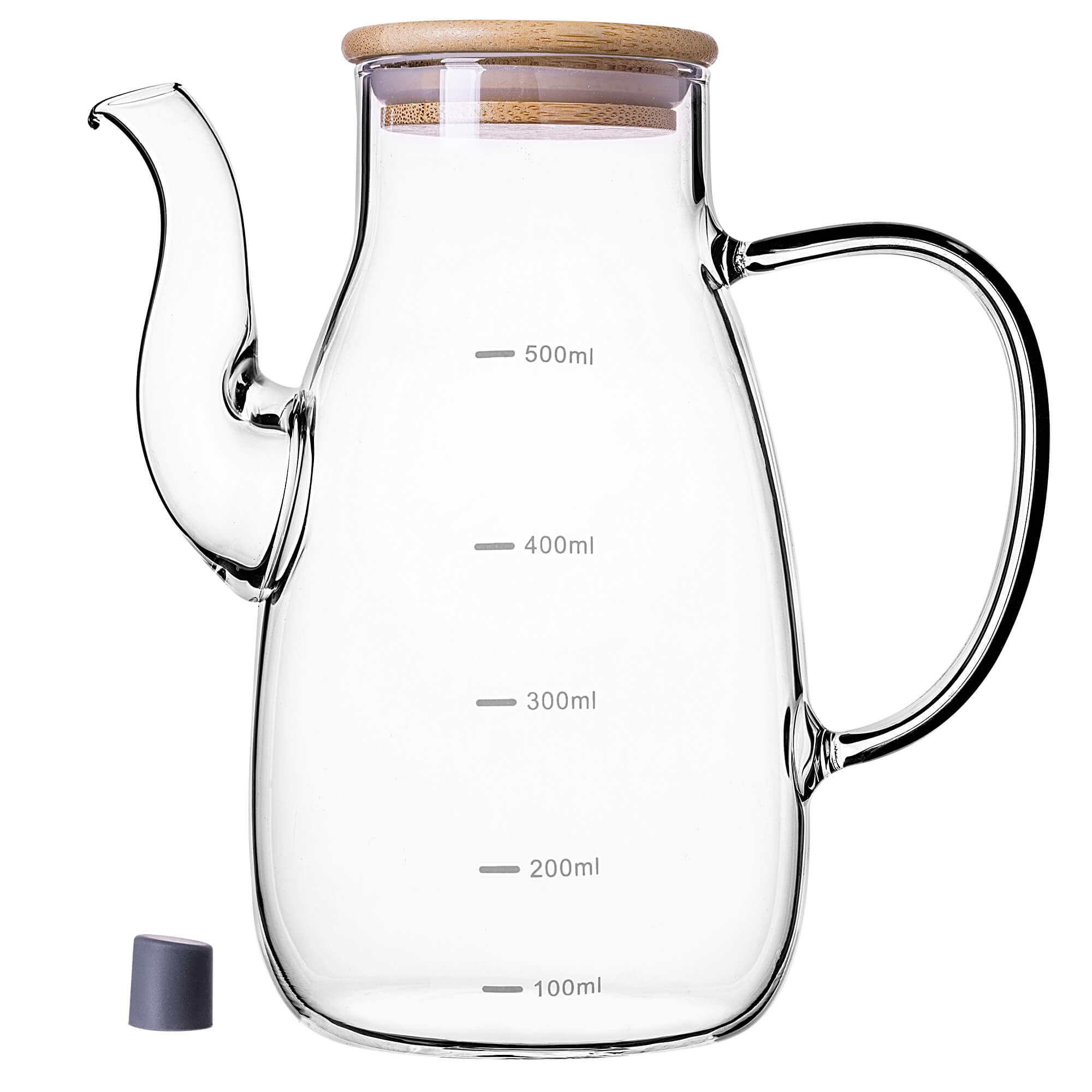 Szklany dzbanek na olej Mellitto z pokrywką i uchwytem 500 ml