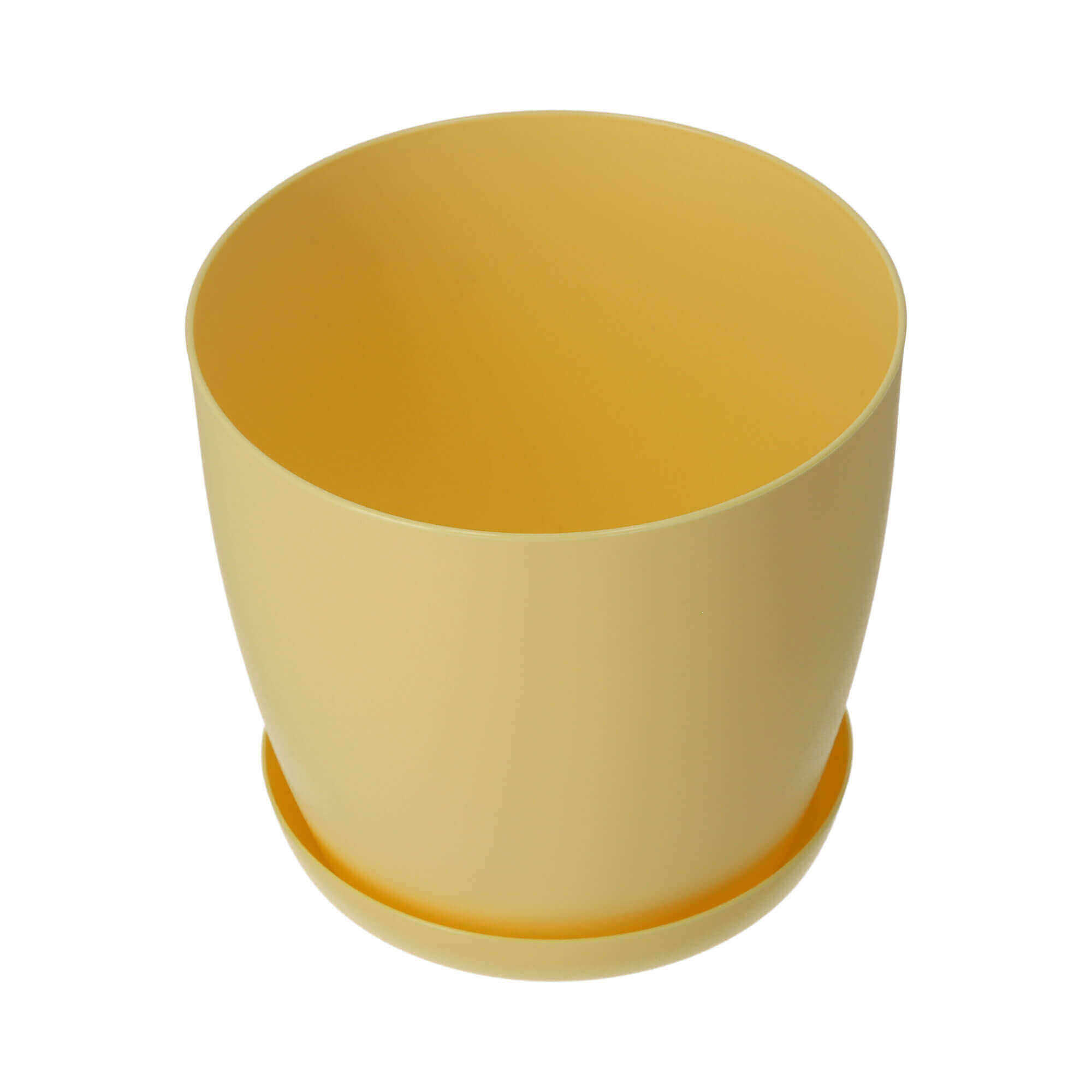 Doniczka Agen z podstawką 20 cm, matowa żółta