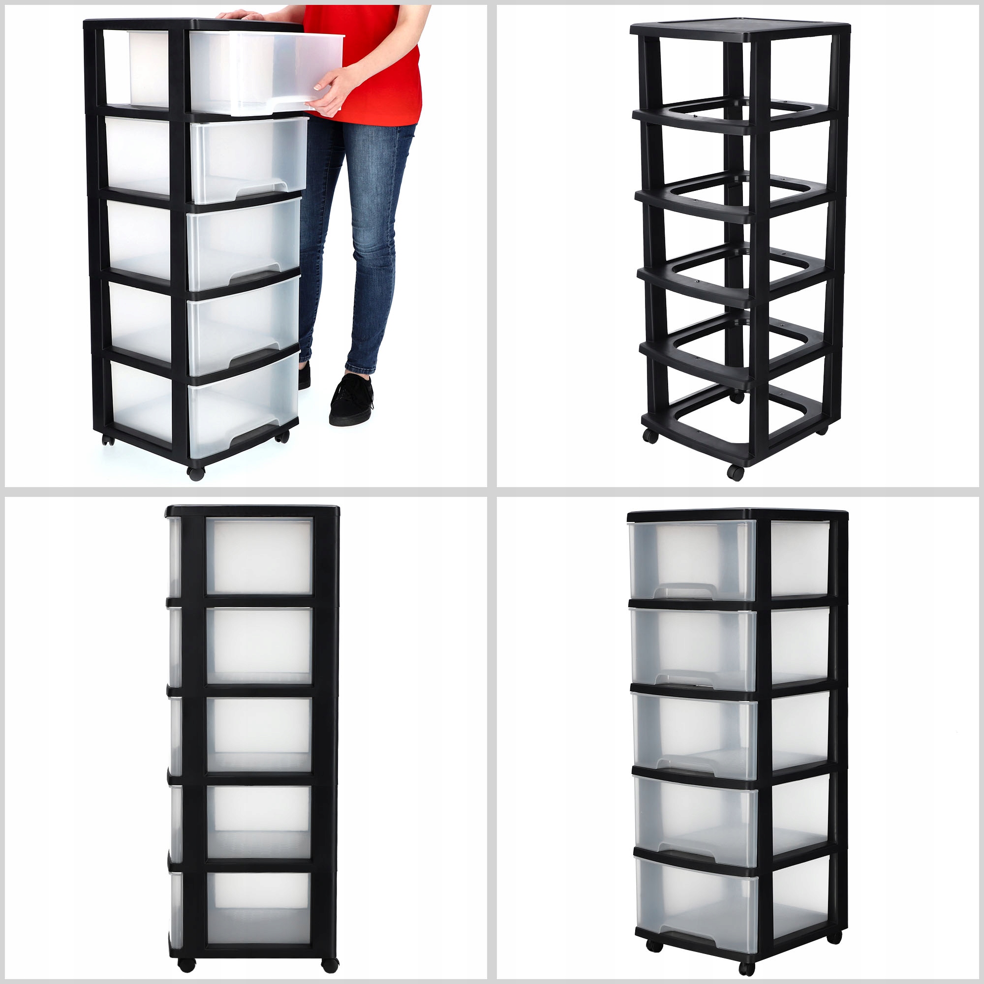 Regał na kółkach Curver 100L, czarny