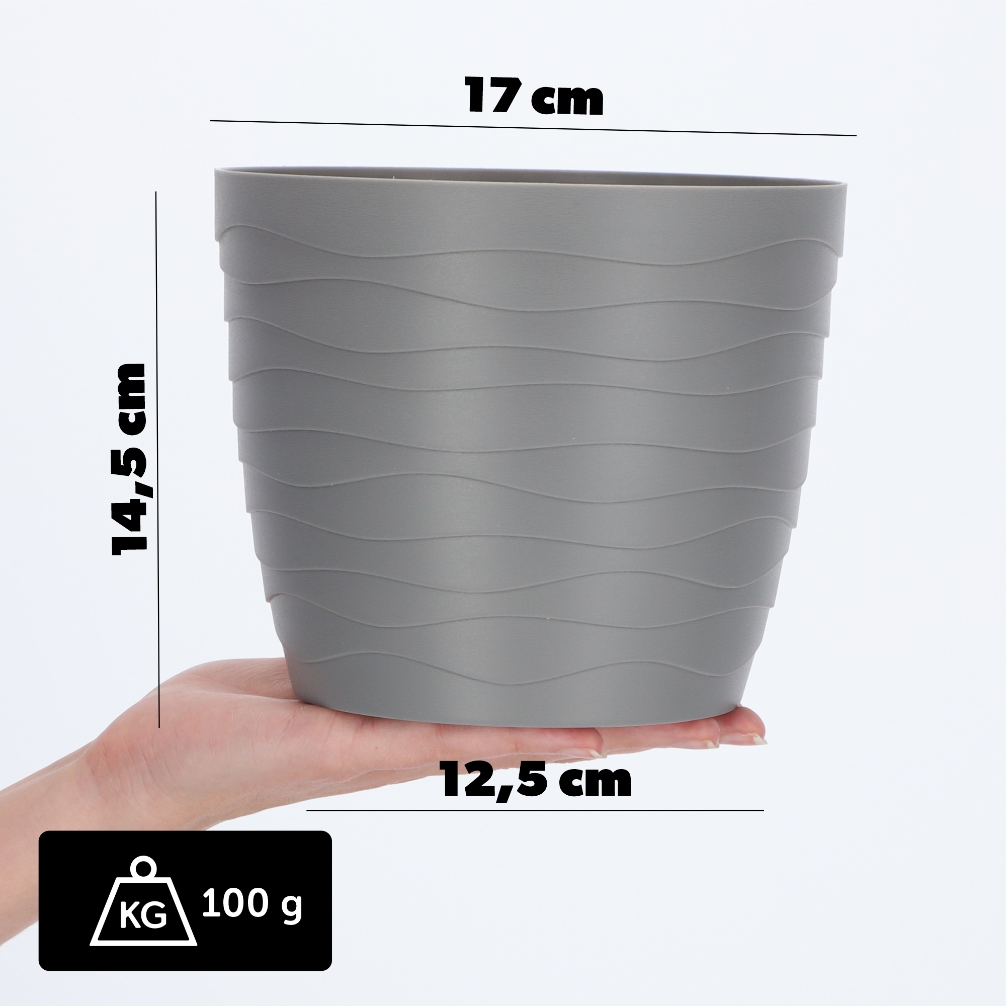 Doniczka okrągła Ufra 17 cm, szara