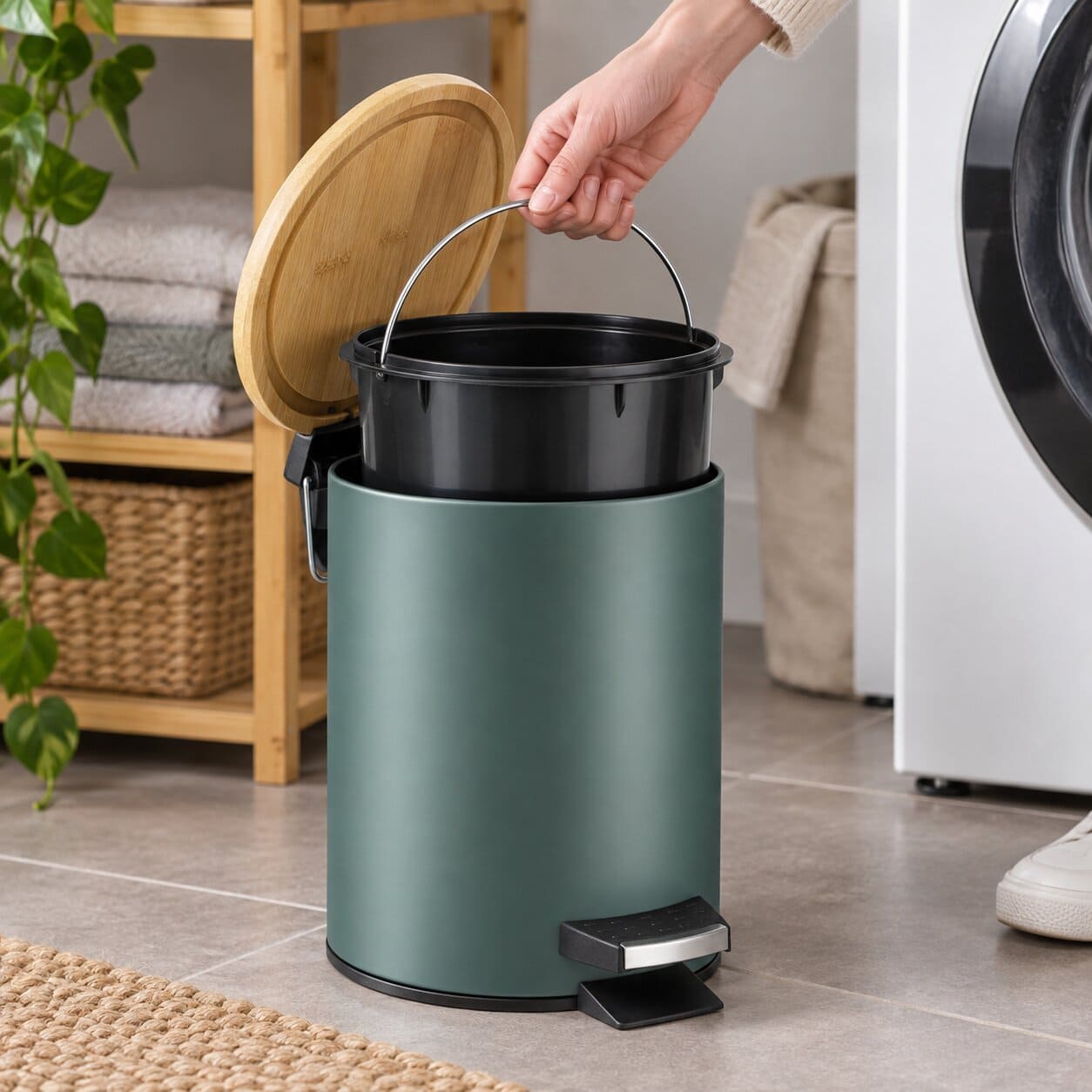 Kosz łazienkowy Linter zielony, 3L