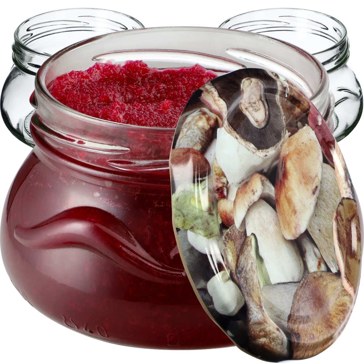 Słoiki na przetwory Raja 300ml 10szt fi 82 mm + wieczka "Grzyby"