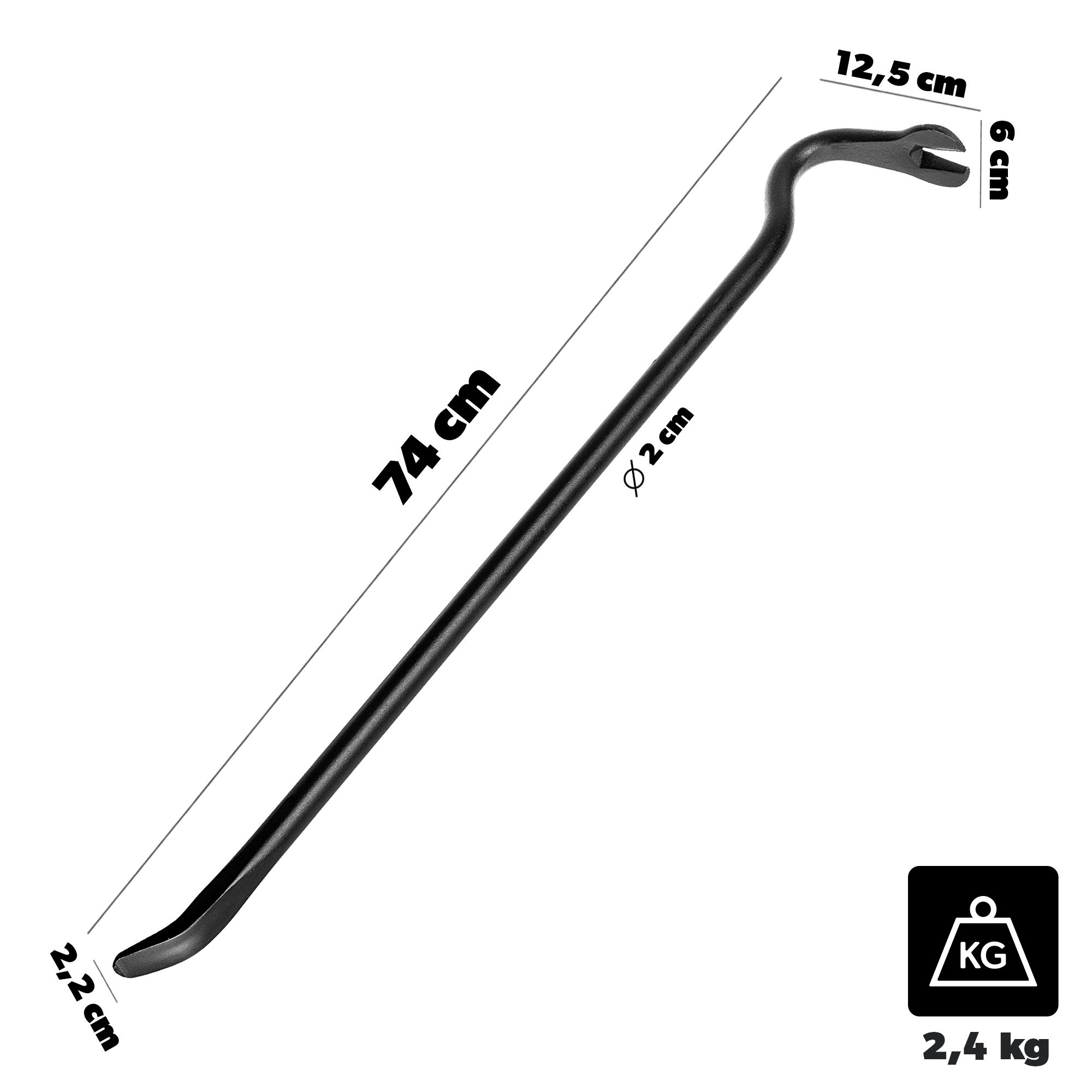 Łom wygięty Bazzari 70cm