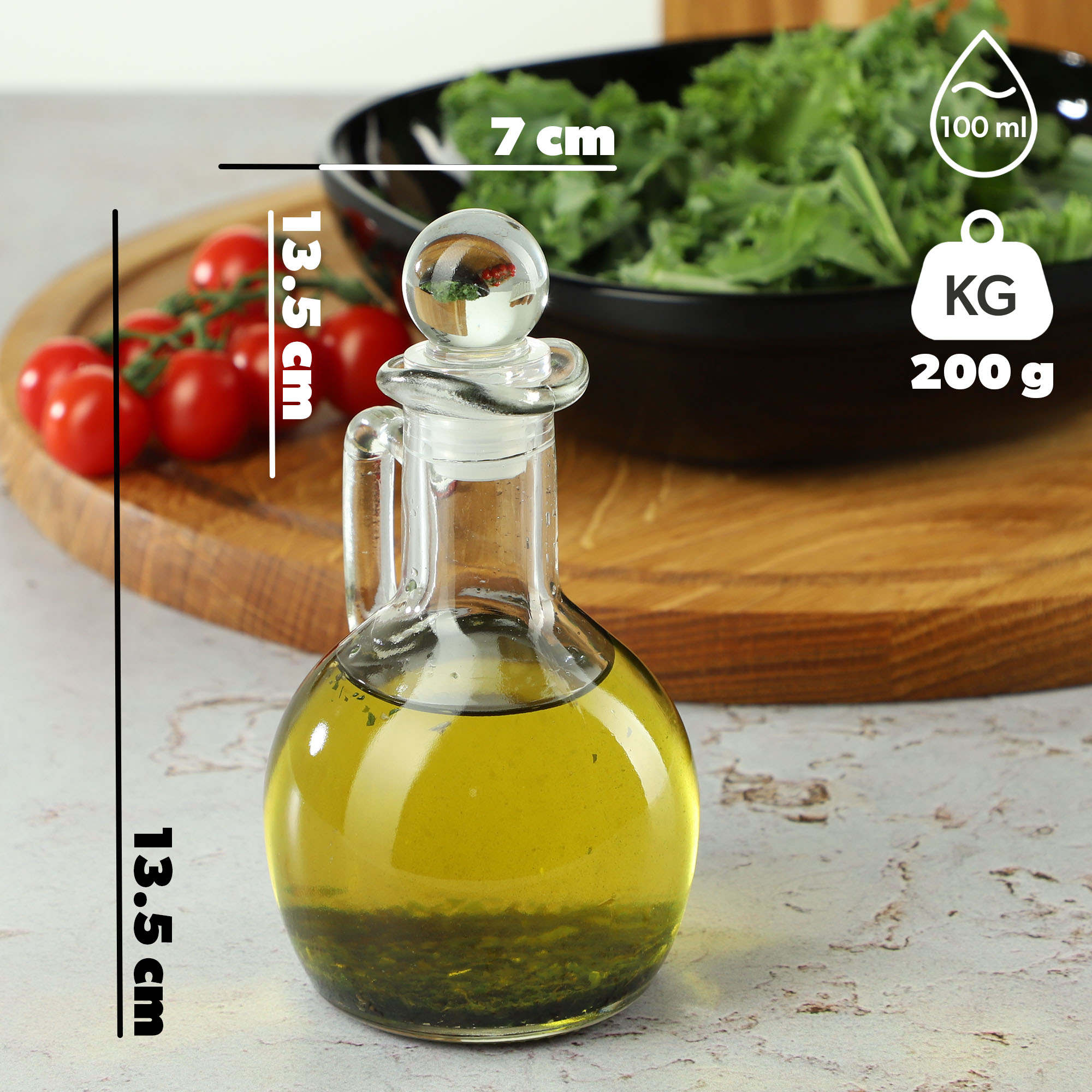 Zestaw szklanych butelek Renaro z uchem 100ml 2szt.