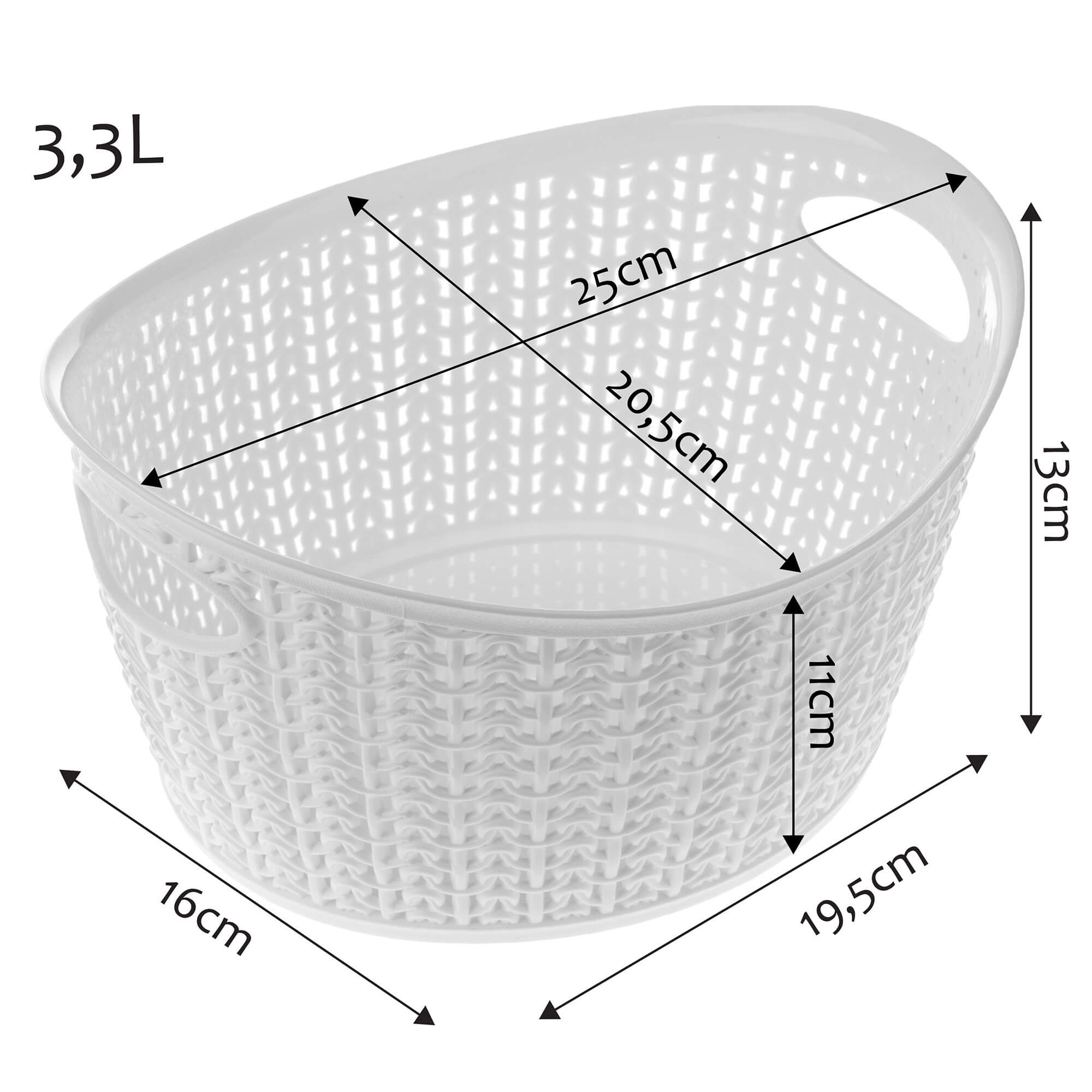 Koszyk plastikowy owalny Malm 3.3L, biały