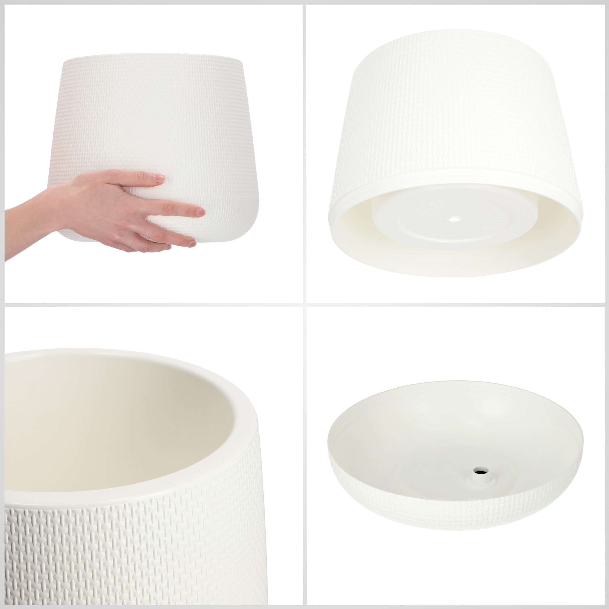 Doniczka z podstawką Peri 23 cm, biała
