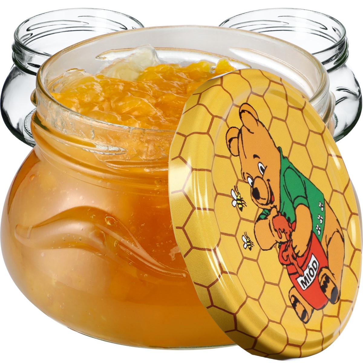 Słoiki na przetwory Raja 300ml 20szt fi 82 mm + wieczka "Miód"