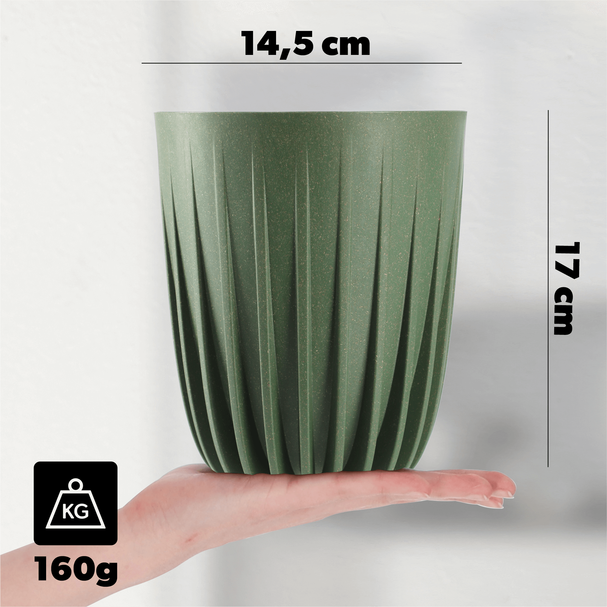 Eko doniczka z wkładem Costa 14 cm, zielona
