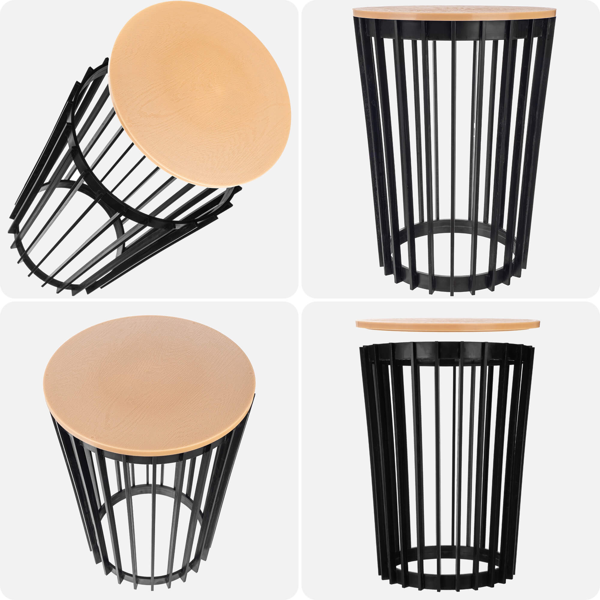 Kwietnik dwustronny Aytre 40 cm czarny + blat naturalne drewno