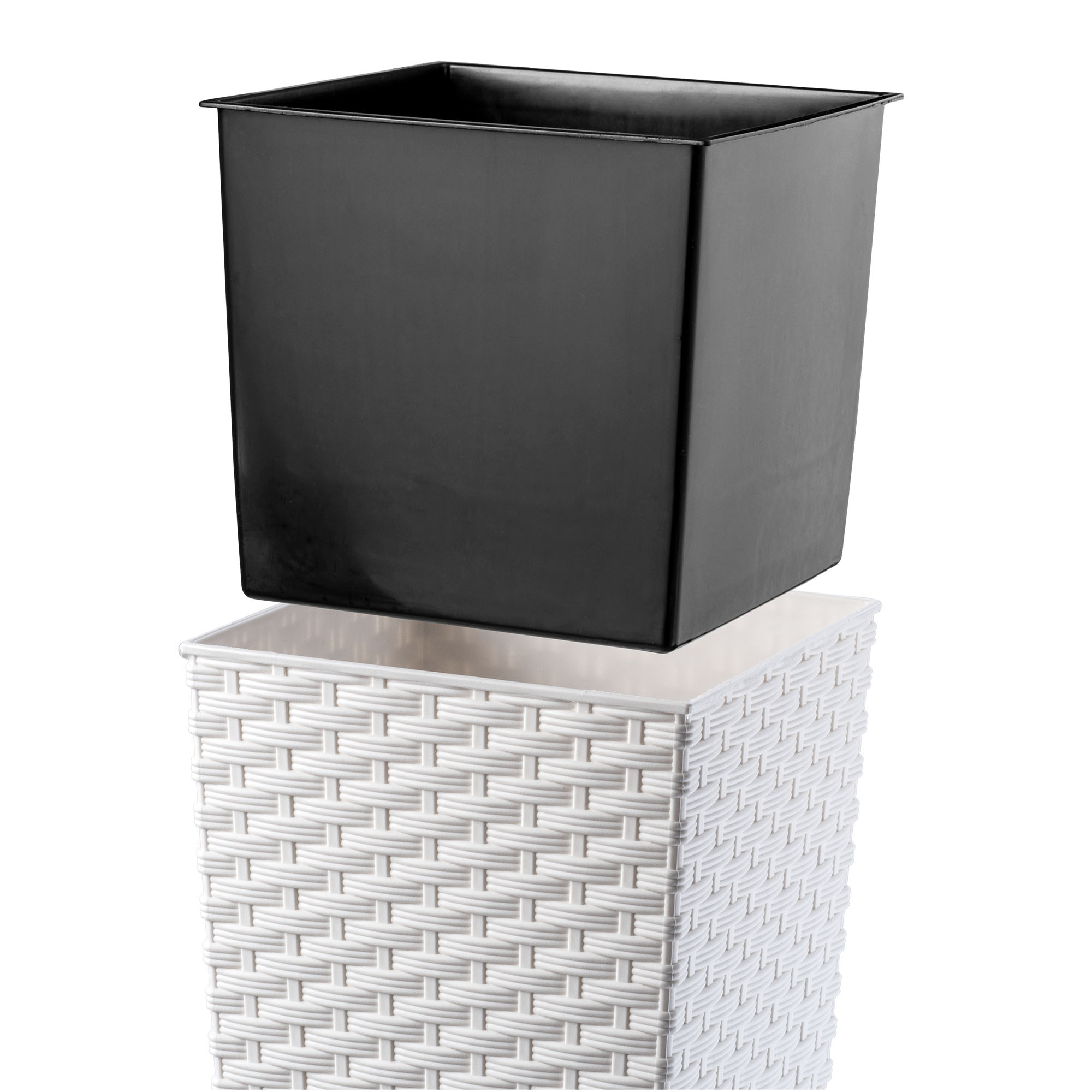 Donica z wkładem rattan Pesaro 30 cm, kremowy
