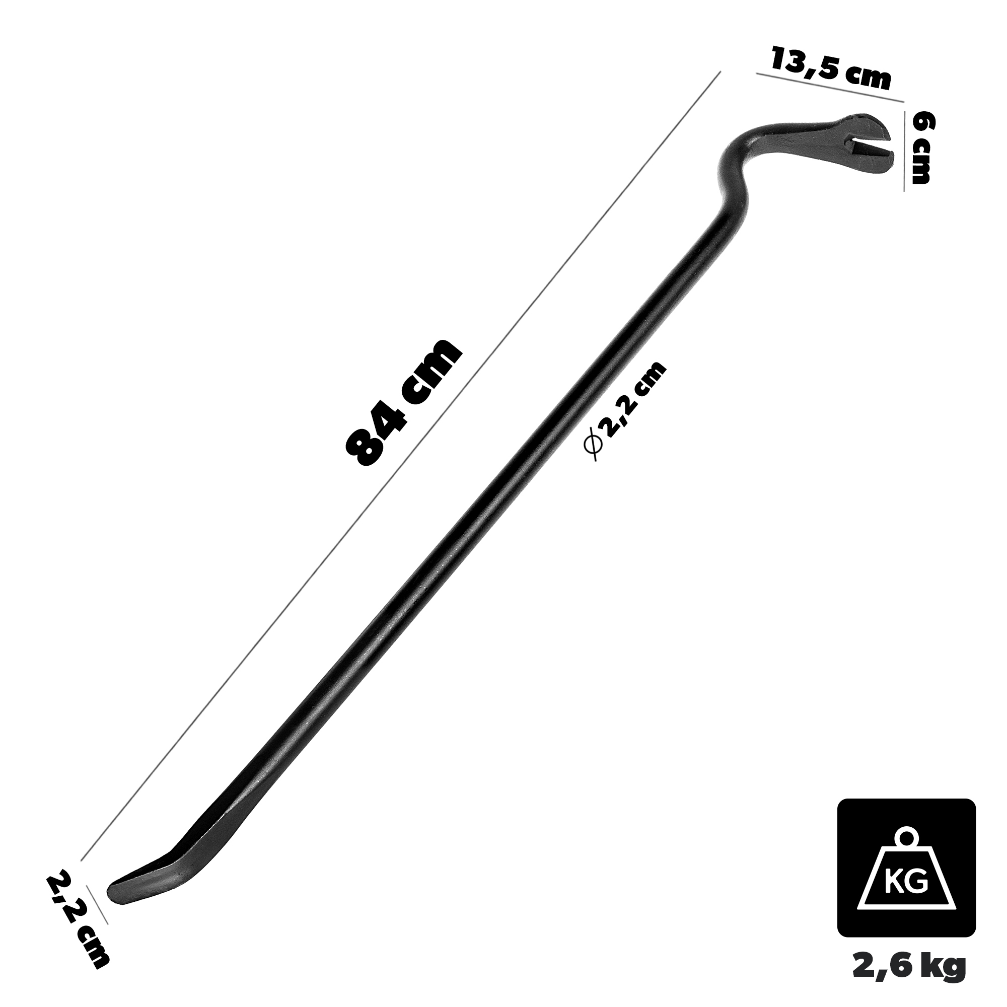 Łom wygięty Bazzari 80cm