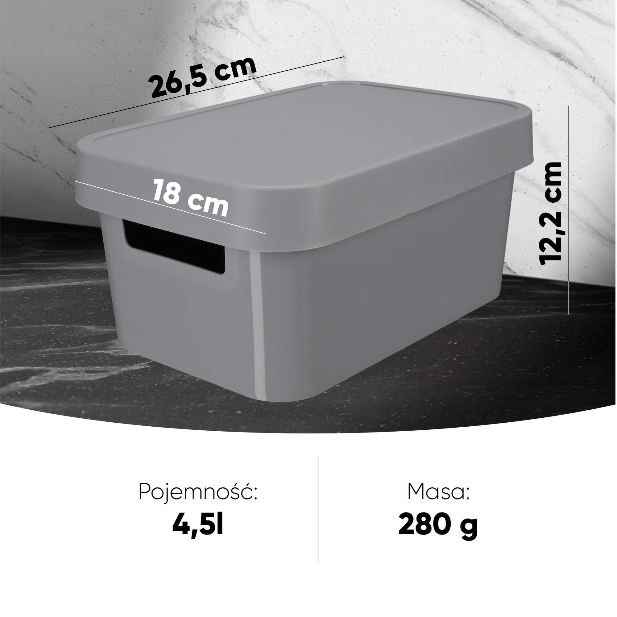 Pojemnik z pokrywką Infinity Curver 4.5L, jasny szary