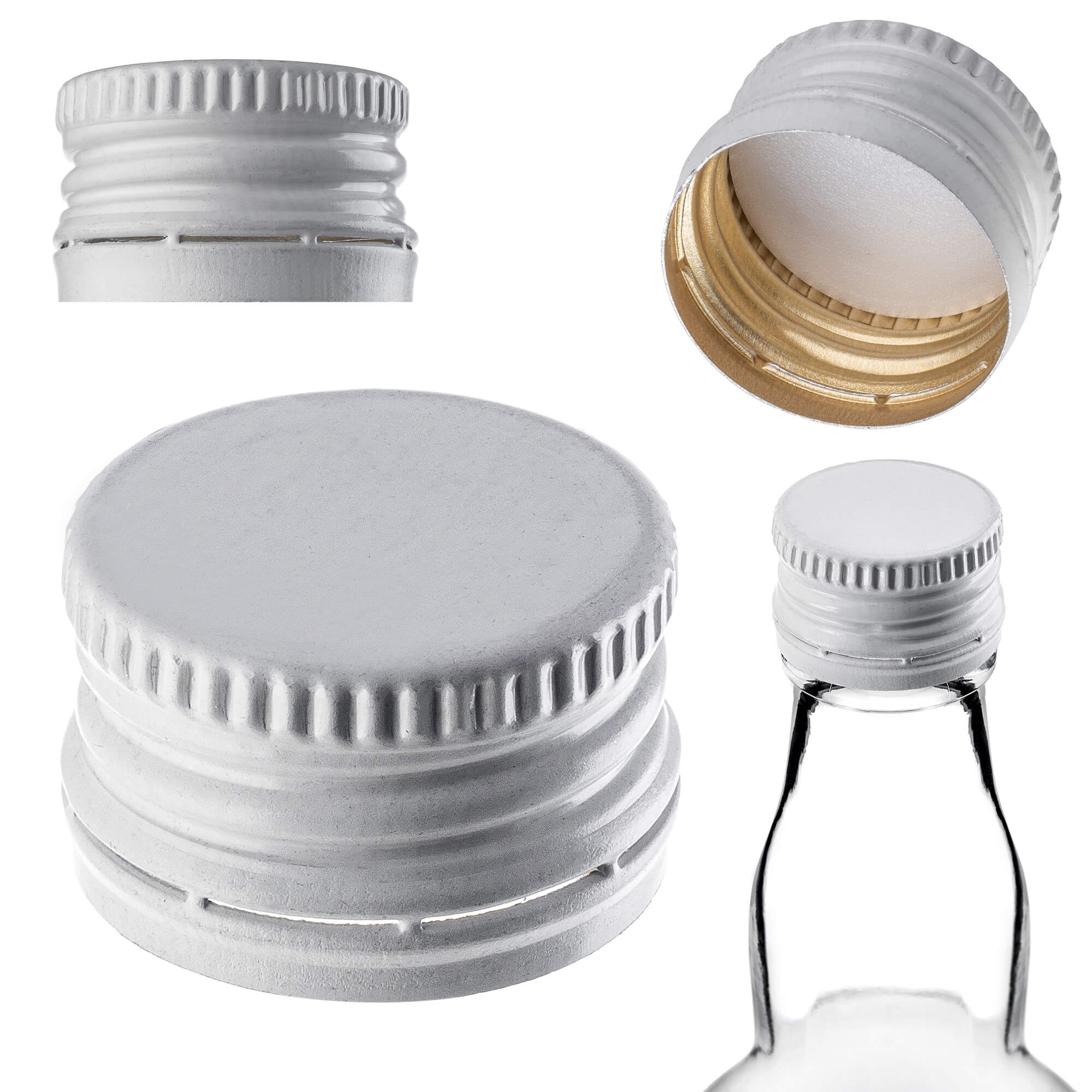 Aluminiowa zakrętka do butelek Annot fi 28mm biała 100 szt.