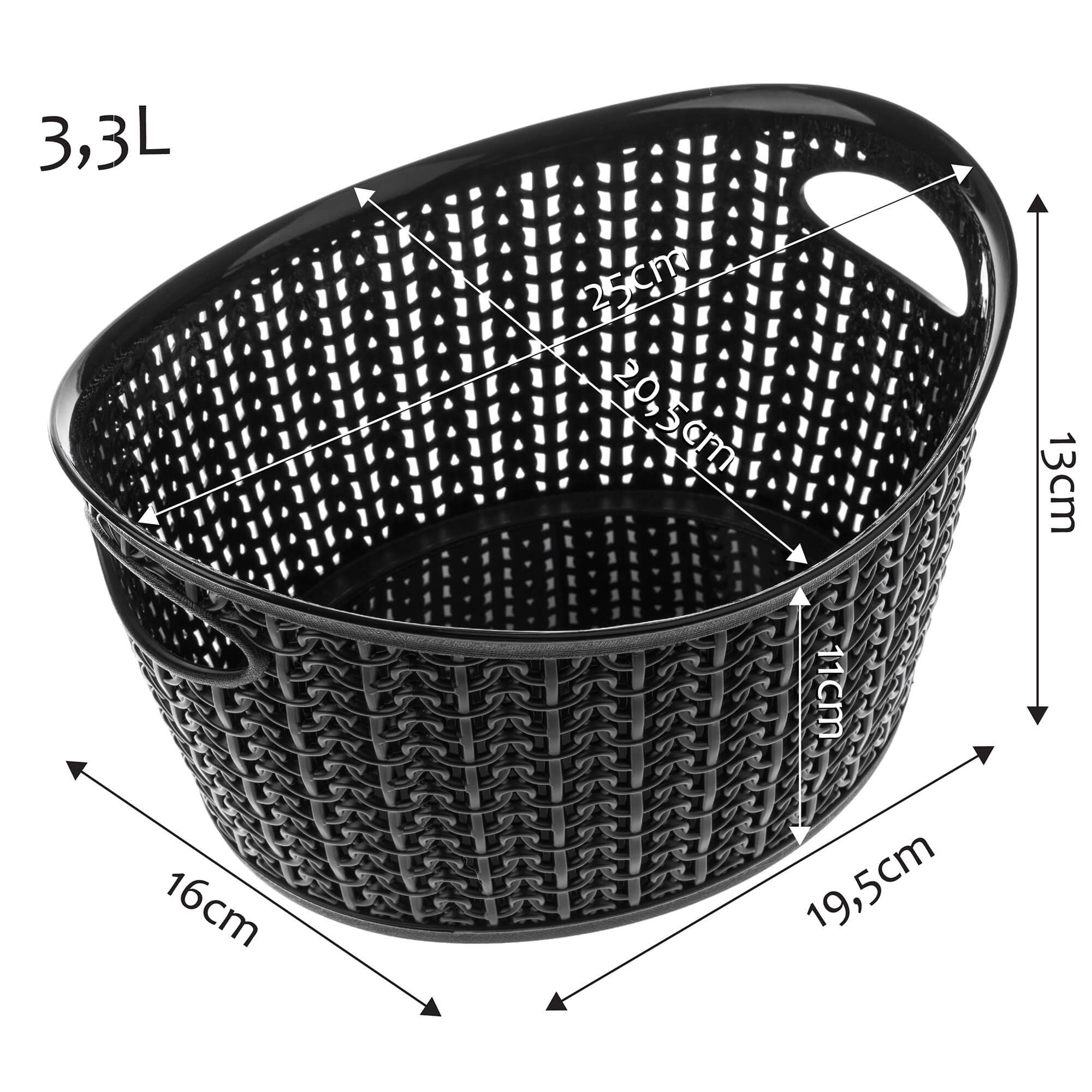 Koszyk plastikowy owalny Malm 3.3L, czarny