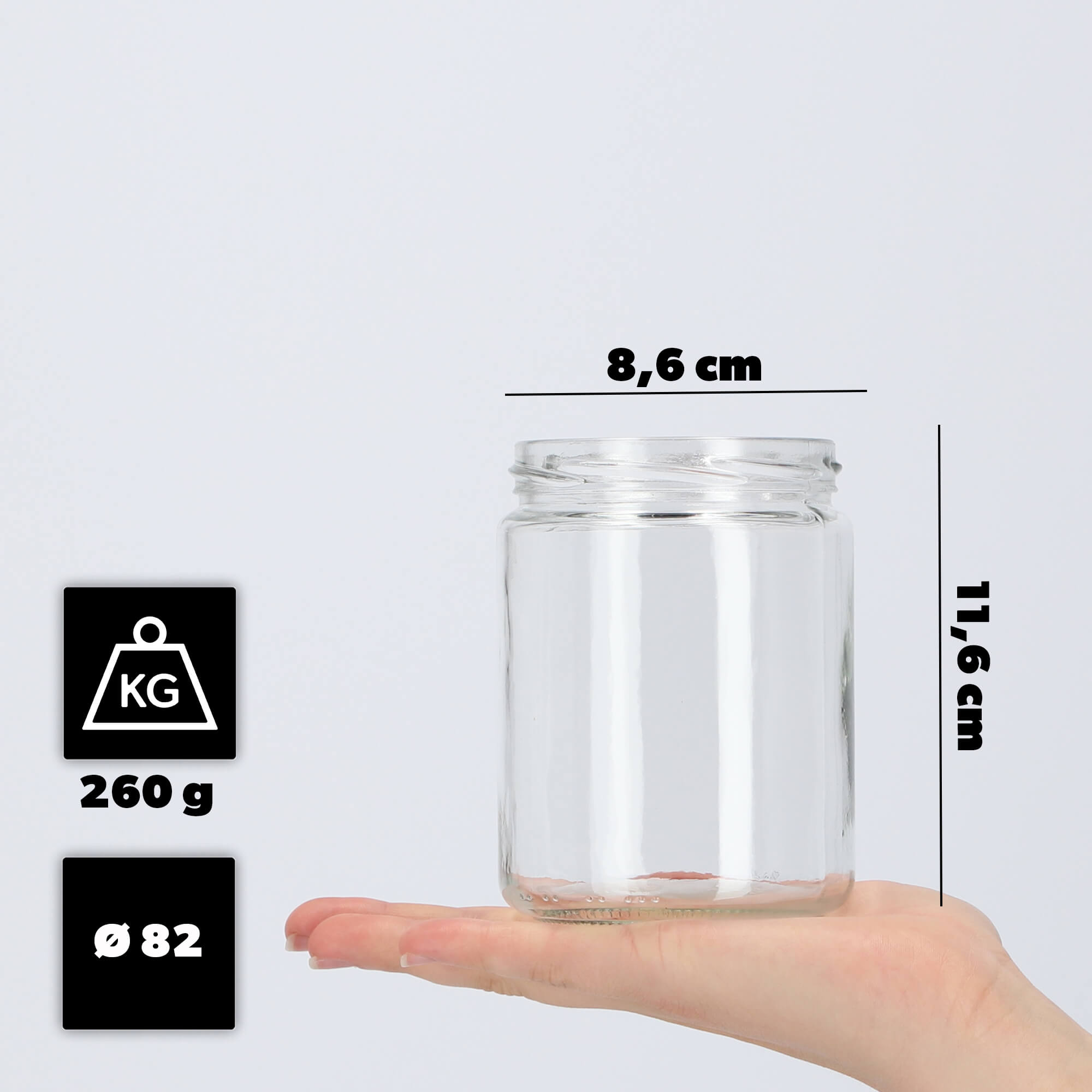 Słoiki na przetwory Maki 540ml fi 82 mm 16szt + wieczka "Drób"