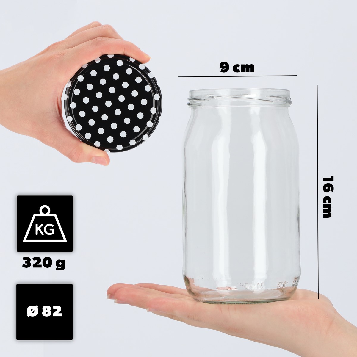 Słoiki na przetwory Niva 760ml 48szt fi 82 mm + wieczka "Czarny Groszek"