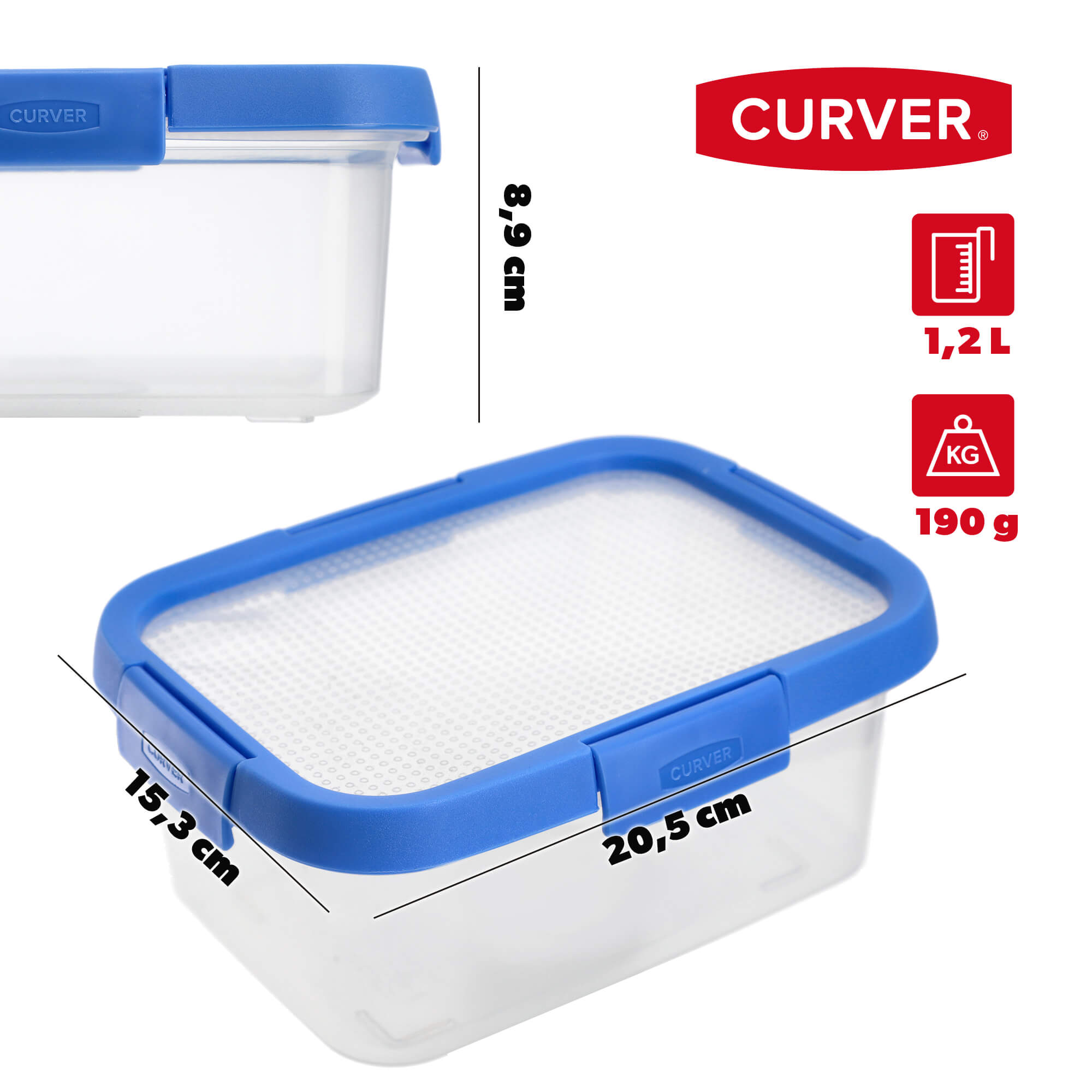 Pojemnik na żywność Curver Smart Flexi 1.2L, niebieski