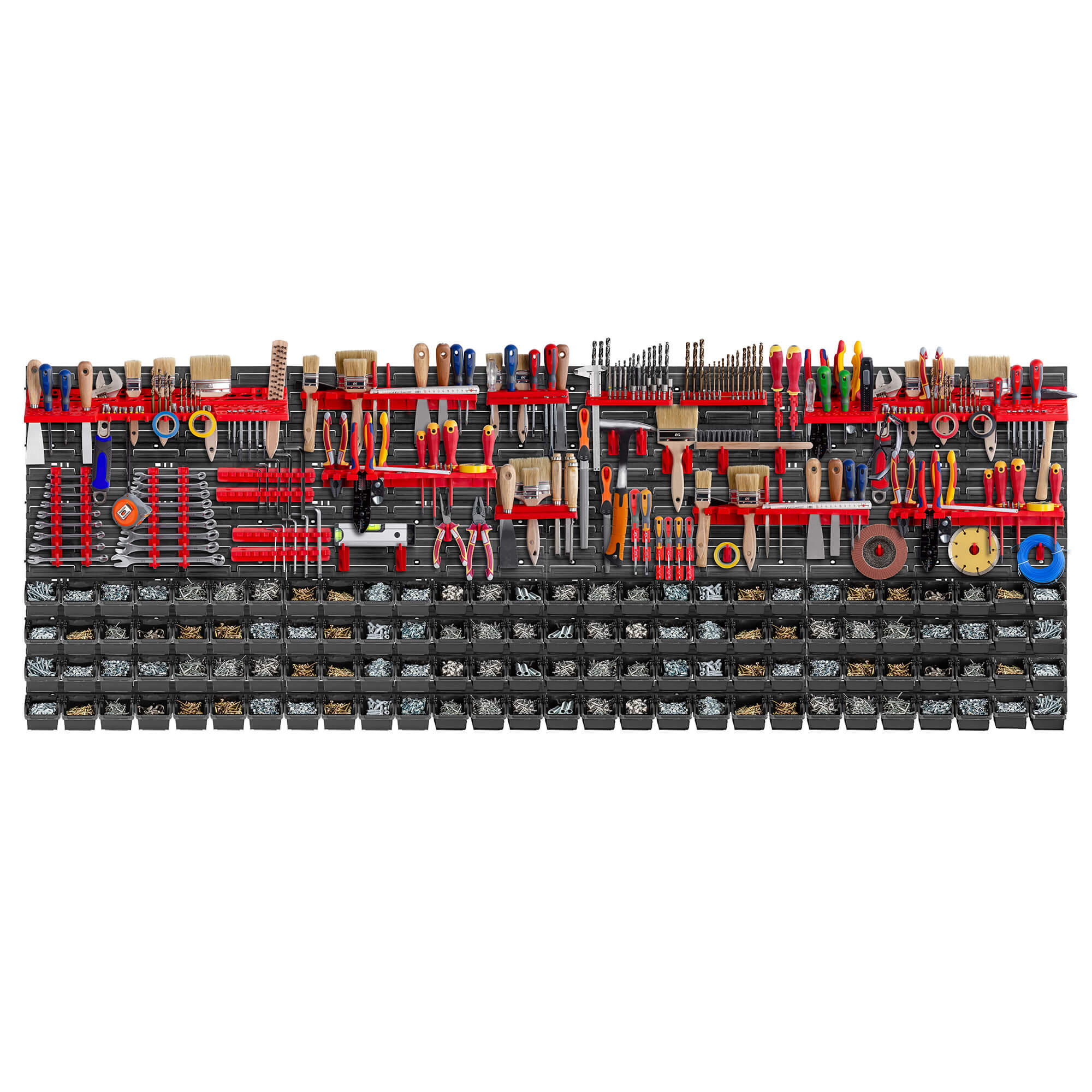 Tablica warsztatowa Lokke 162 elementy 232 x 78 cm, czarno-czerwona