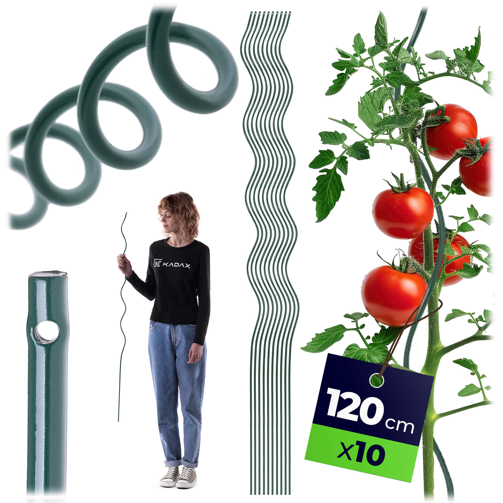 Tyczka spiralna do roślin Langeot 120 cm stal + PE 10 szt.