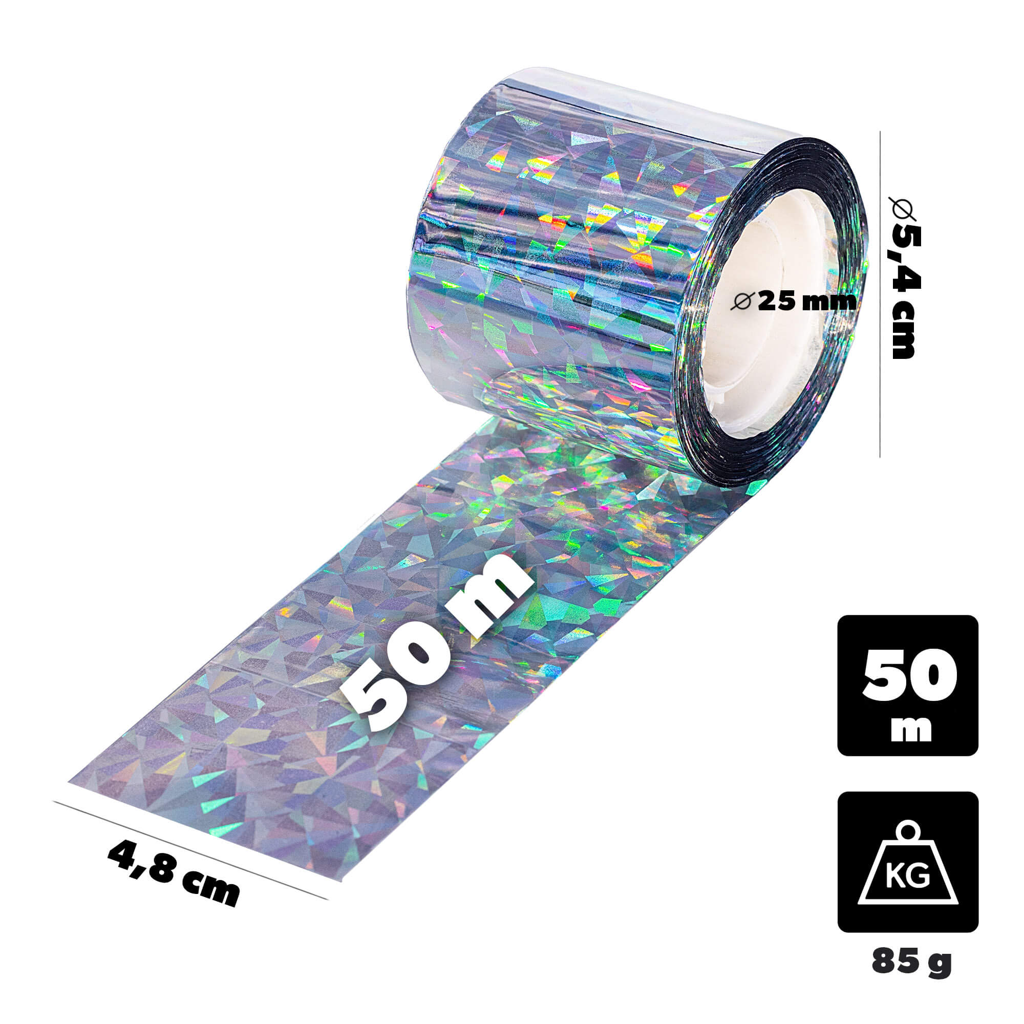 Taśma odblaskowa na ptaki 4,8 cm x 50 m, srebrna