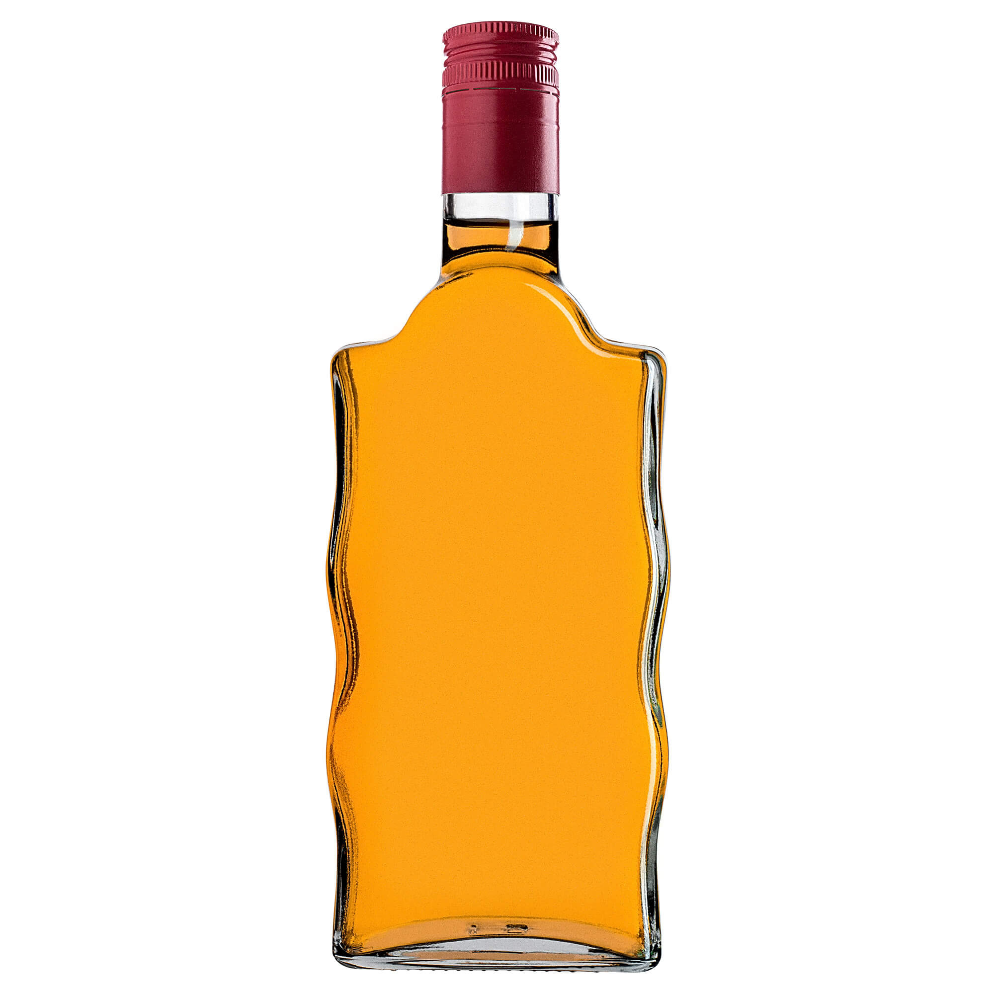 Szklana butelka na nalewkę Fala 500ml z długą czerwoną zakrętką 5 szt.