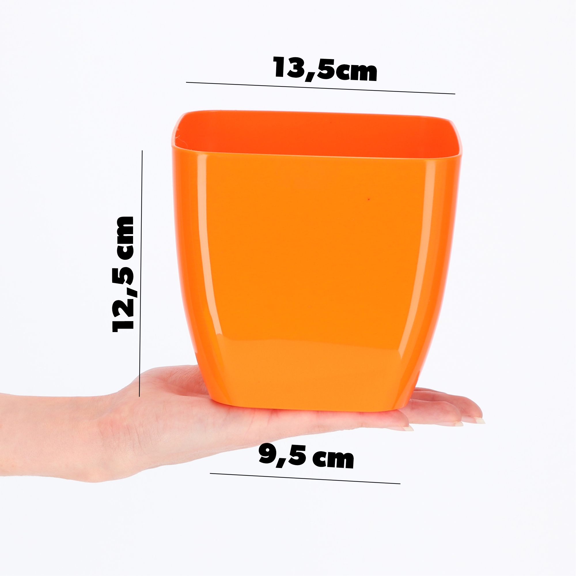 Doniczka kwadratowa Borgo 14 cm, pomarańczowa