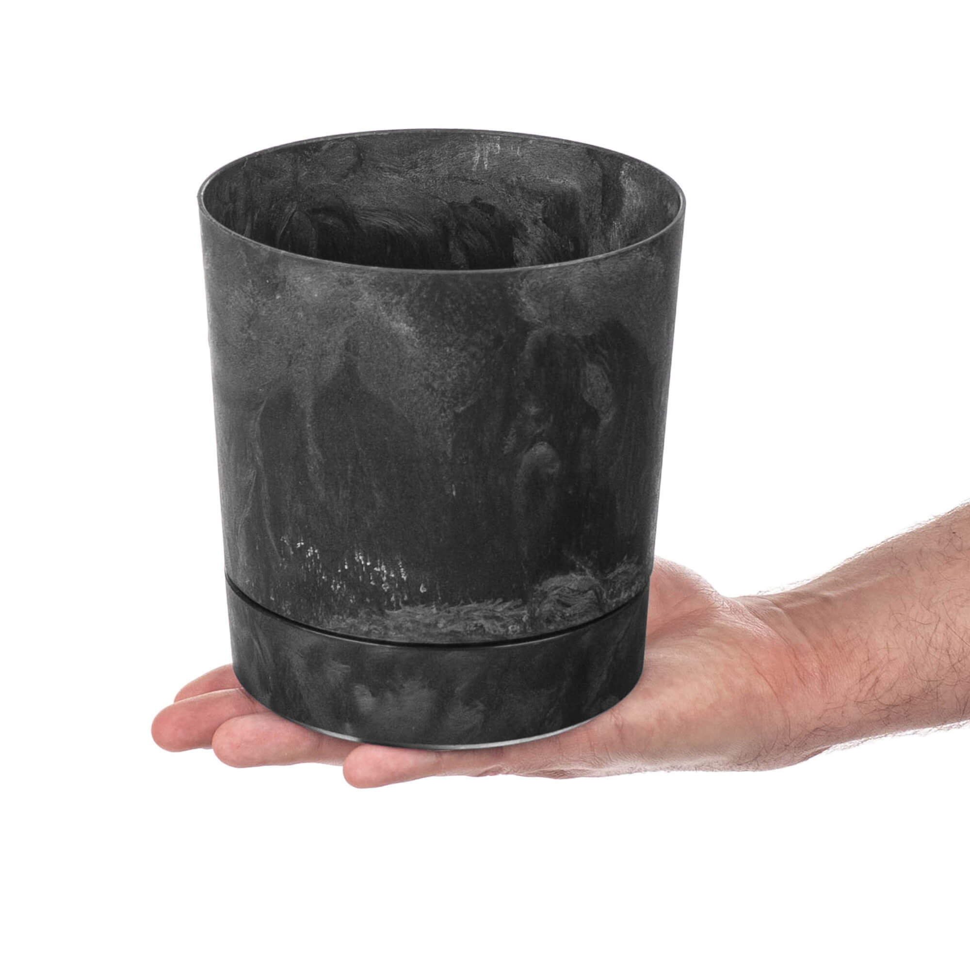 Donica z podstawką Verri 14.5 cm czarny beton