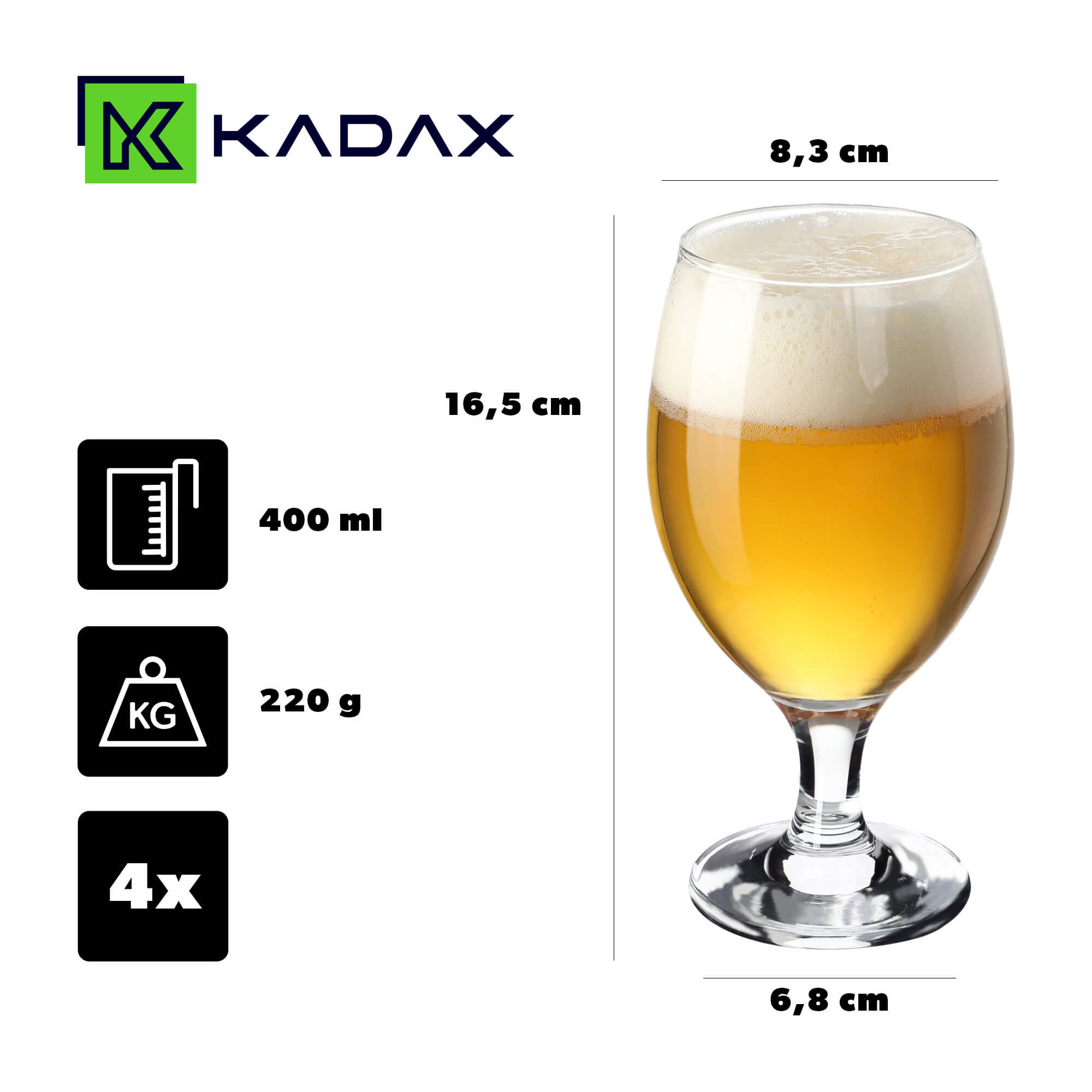 Kufle do piwa i zimnych napojów Forio 400 ml, 4 szt.