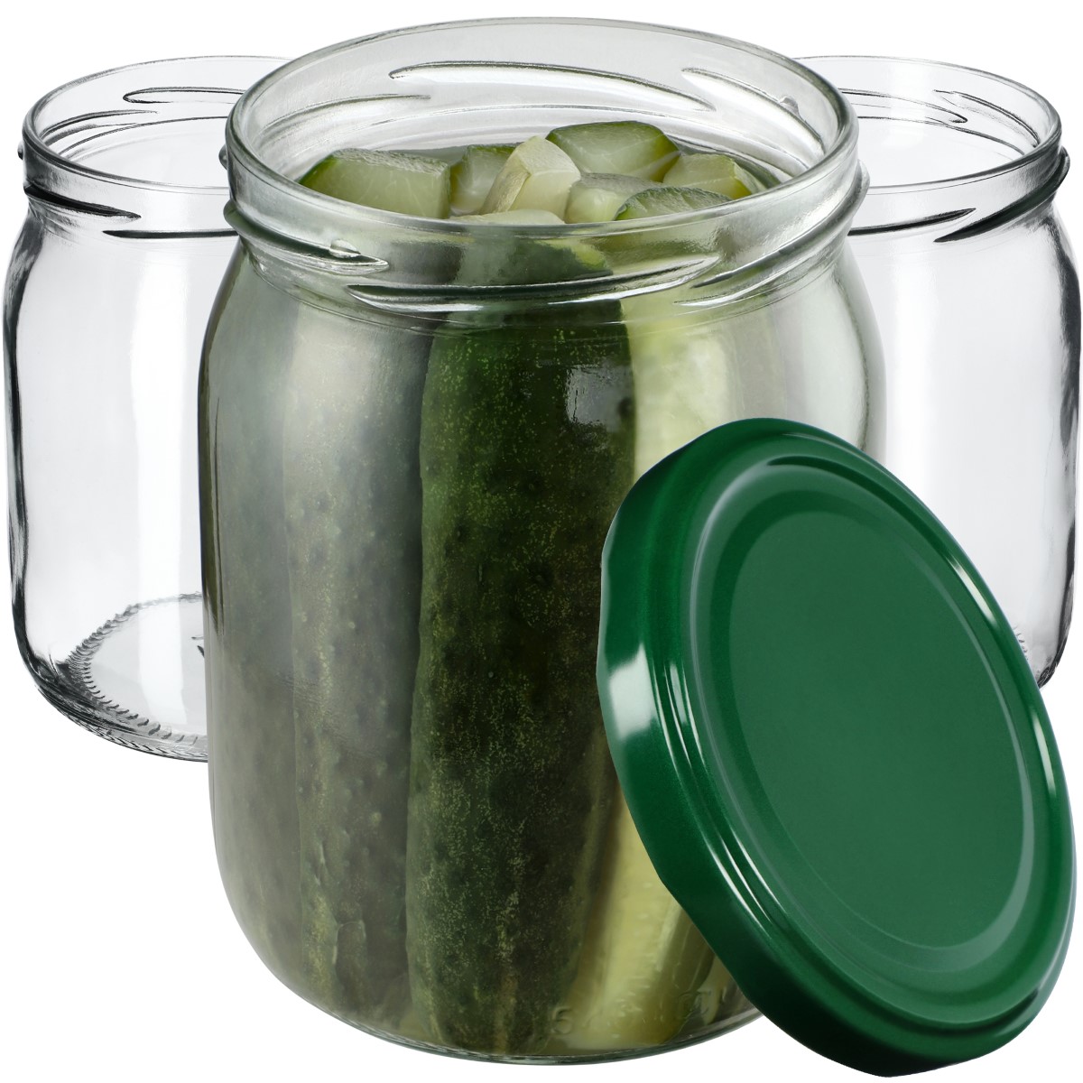 Słoiki Senna 540ml 24szt fi 82 mm + wieczka zielone