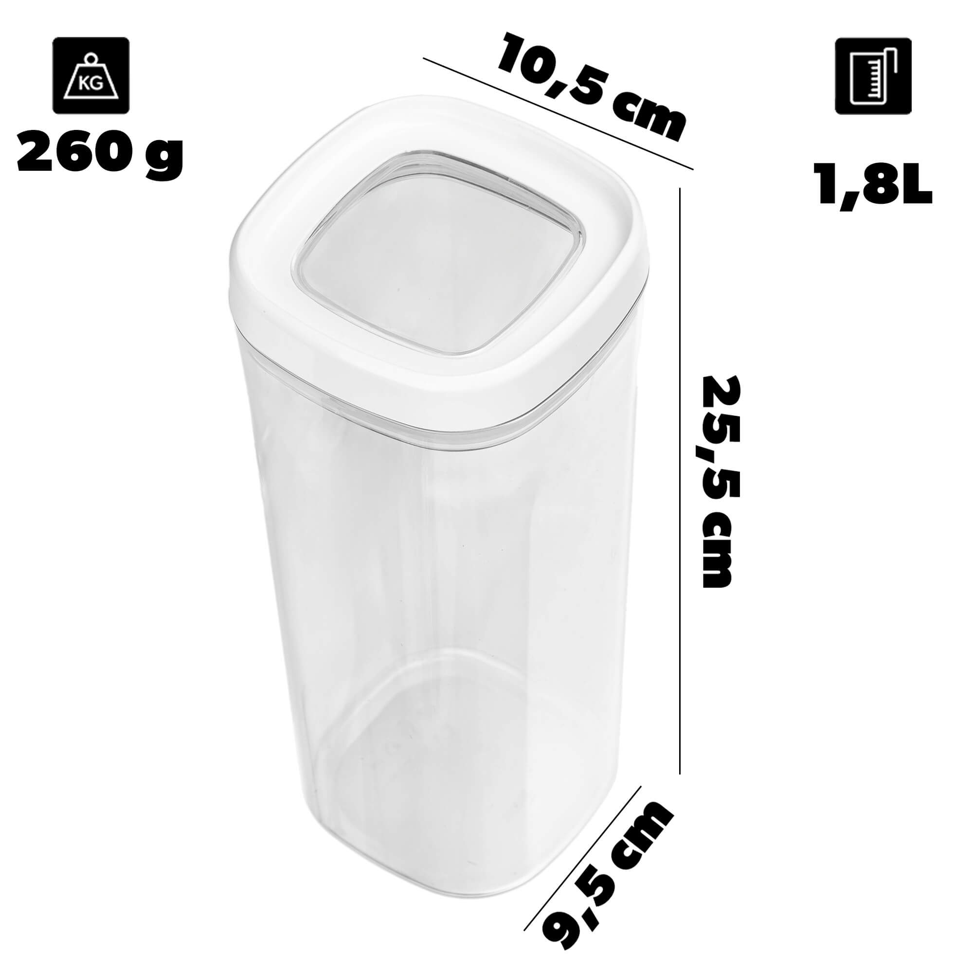 Pojemnik kwadratowy Duna 1.8L, biały