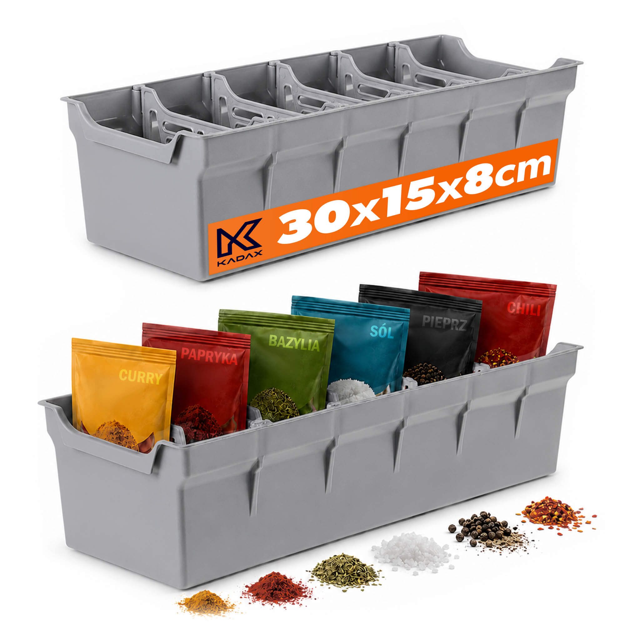Organizer na przyprawy Austis 30 x 15 cm szary