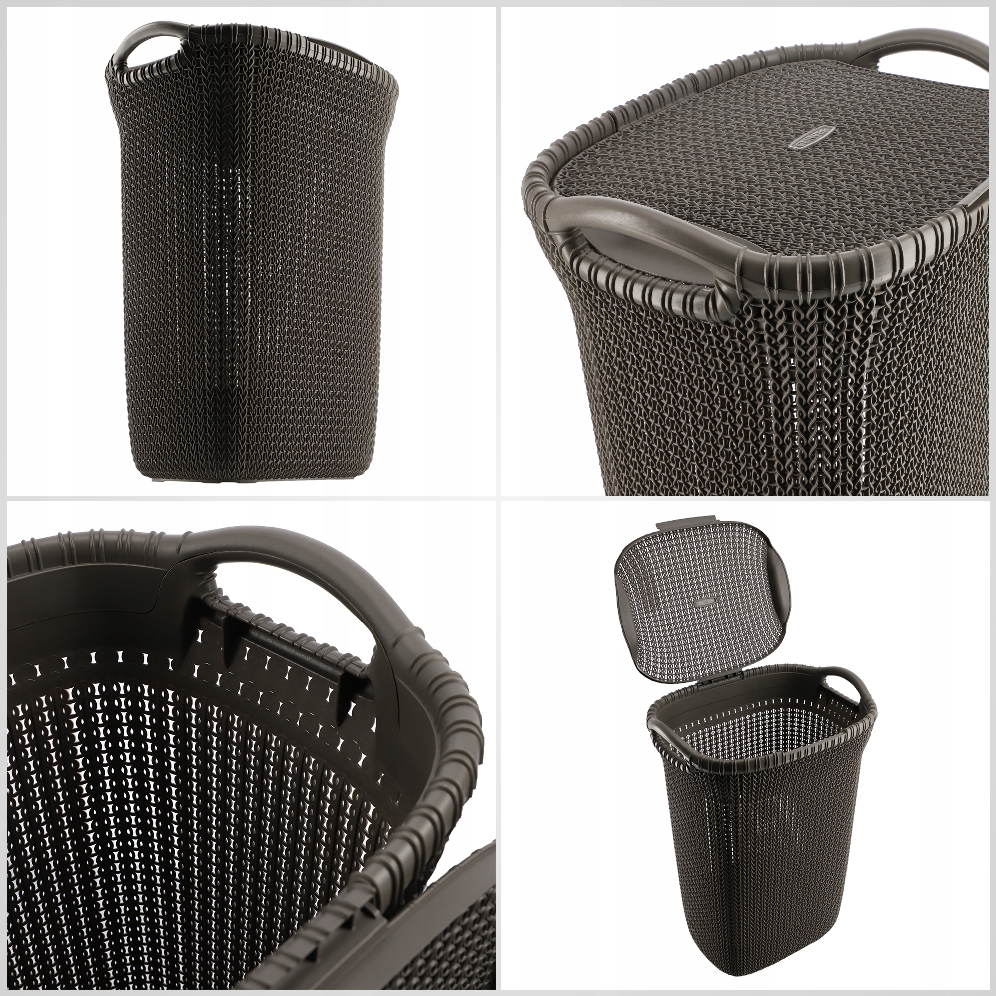 Kosz z pokrywą Curver Knit 57L brązowy