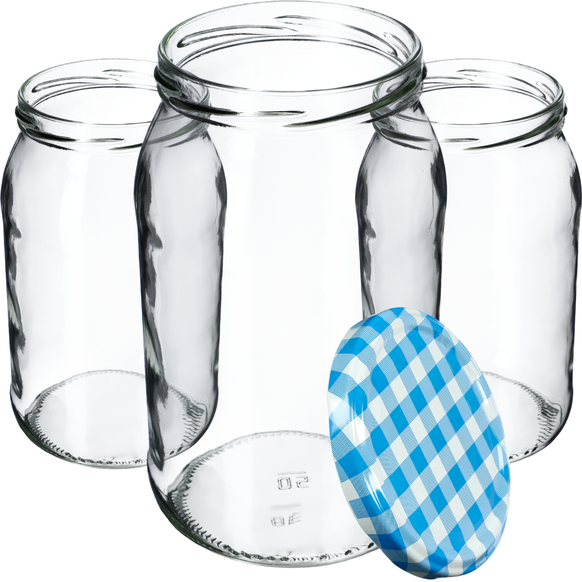 Słoiki na przetwory Simo 900ml 24szt fi 82 mm + wieczka "Niebieska Krata"