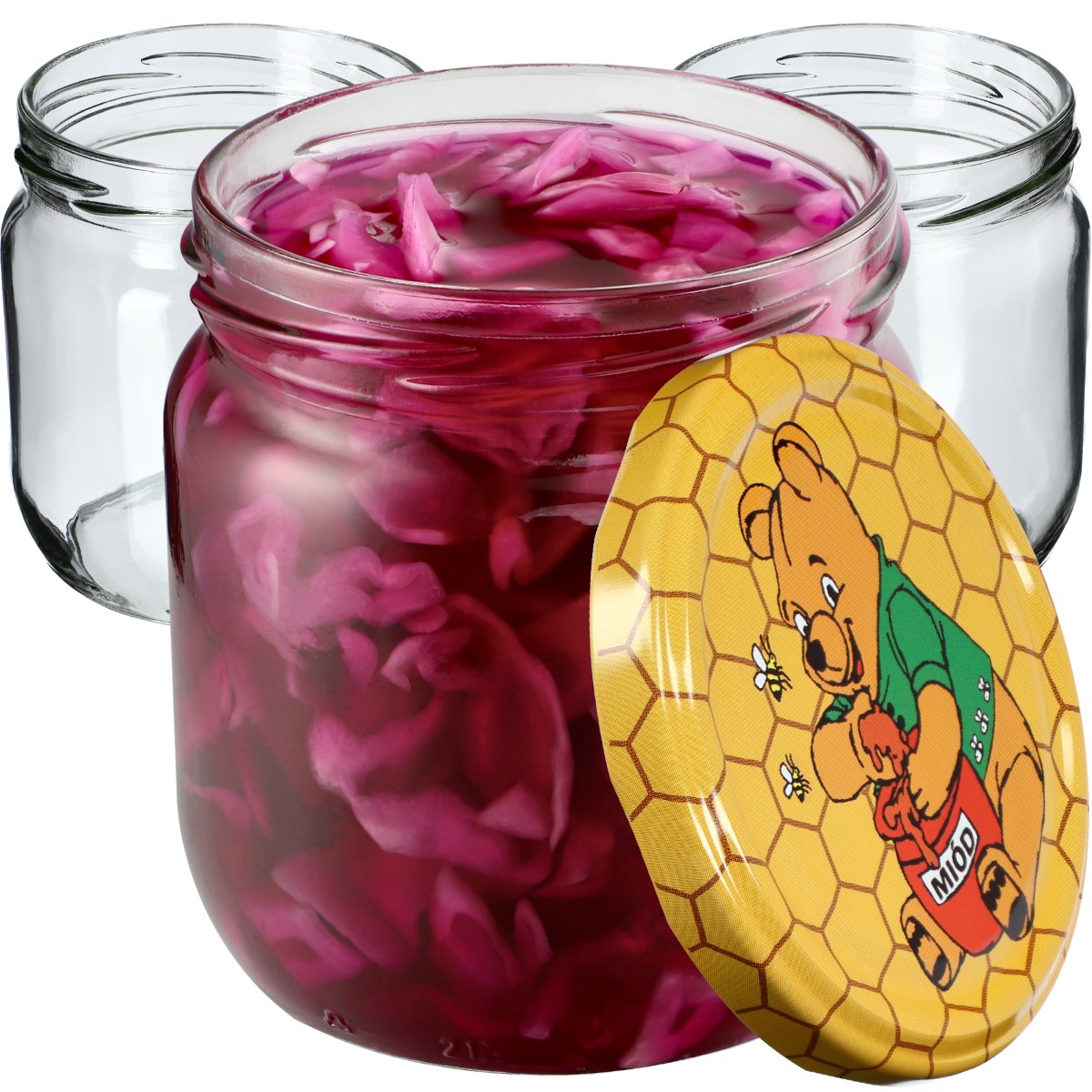 Słoiki na przetwory Salla 425ml 48szt fi 82 mm + wieczka "Miód"
