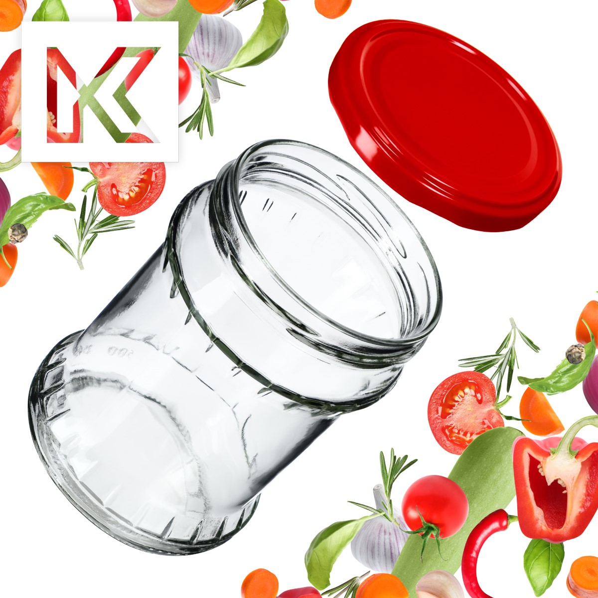 Słoiki na przetwory Kisko 500ml 8szt fi 82 mm + wieczka czerwone