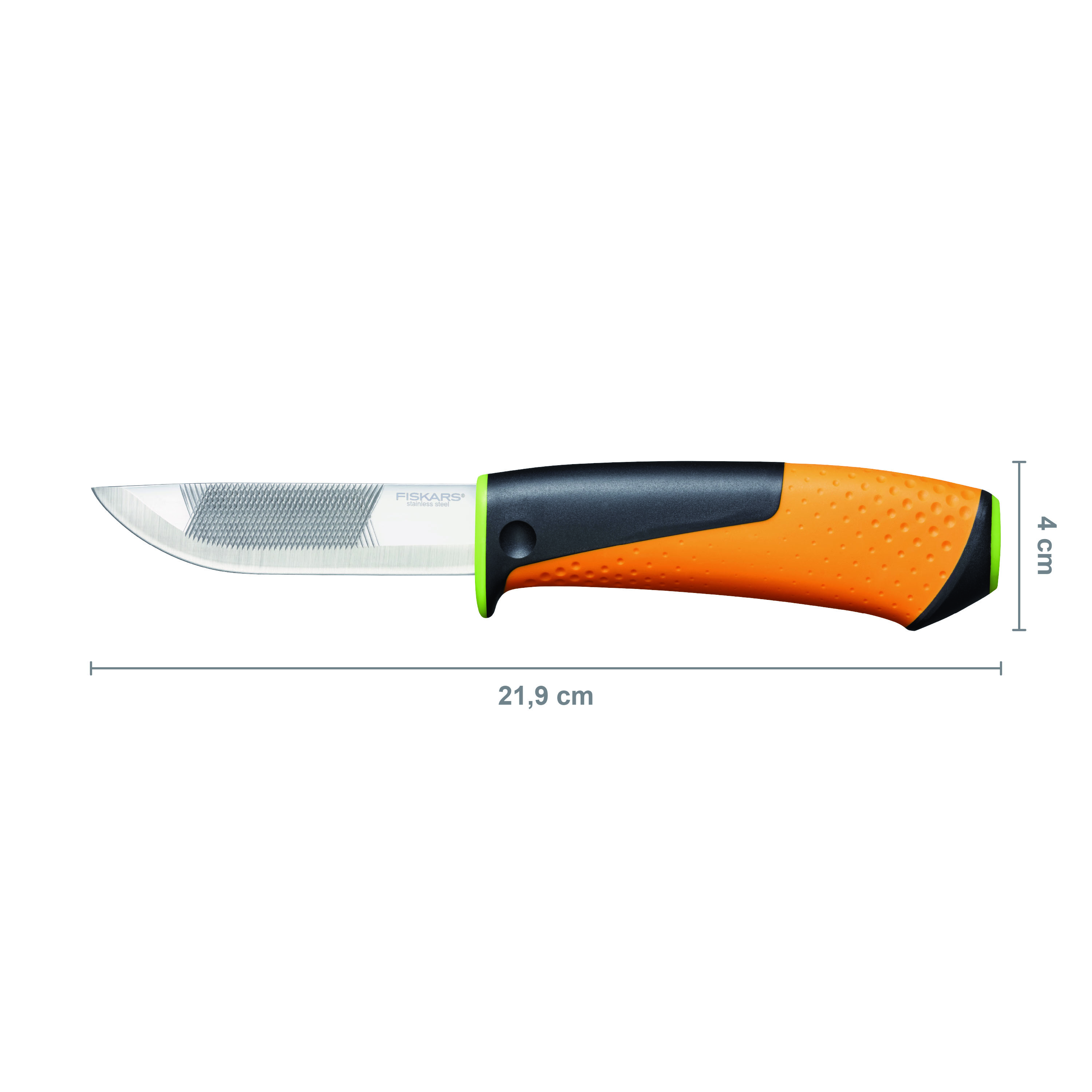 Fiskars 1023619 Nóż uniwersalny z wbudowaną z ostrzałką i pilnikiem (zielony)