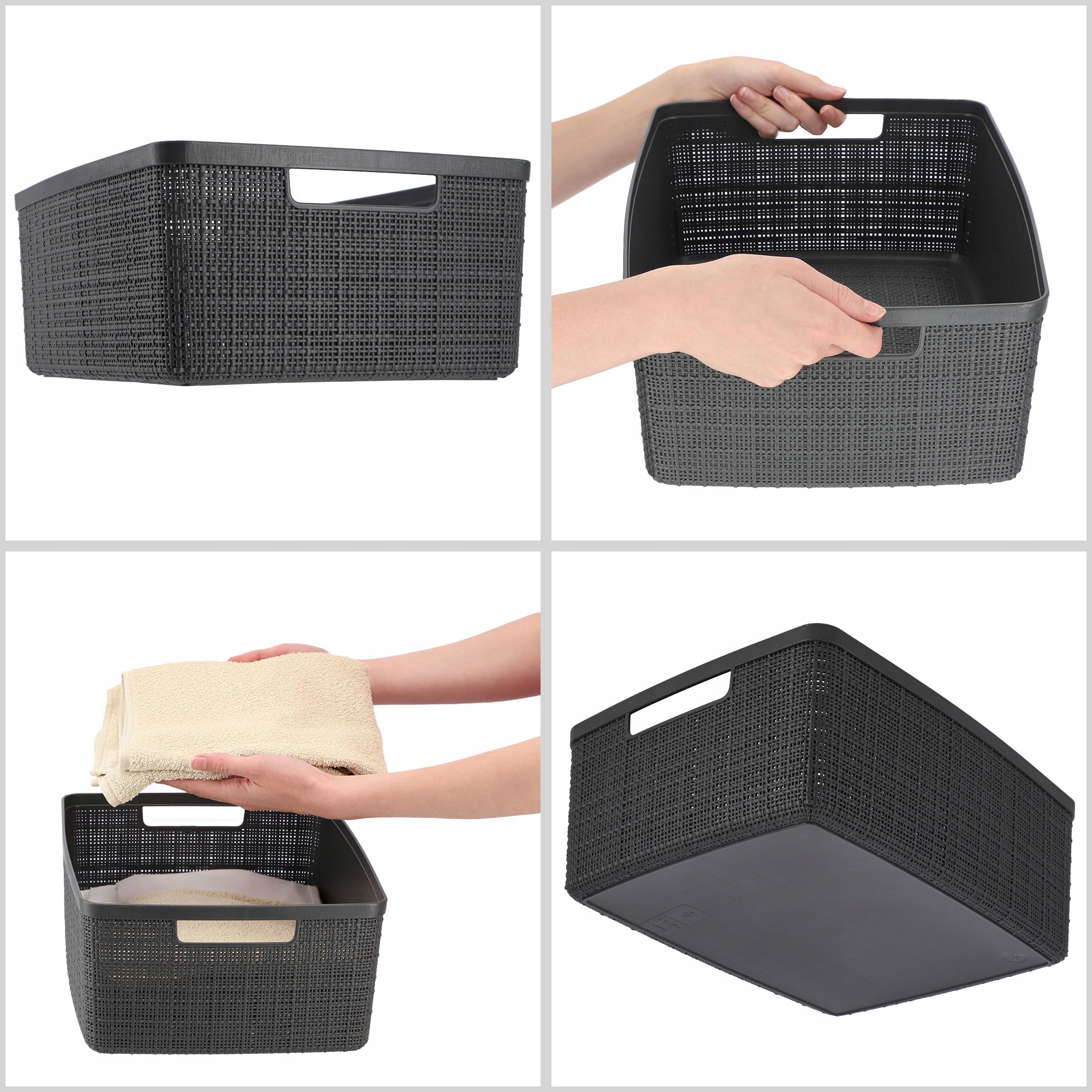 Pojemnik do przechowywania 12L Curver Jute, antracyt