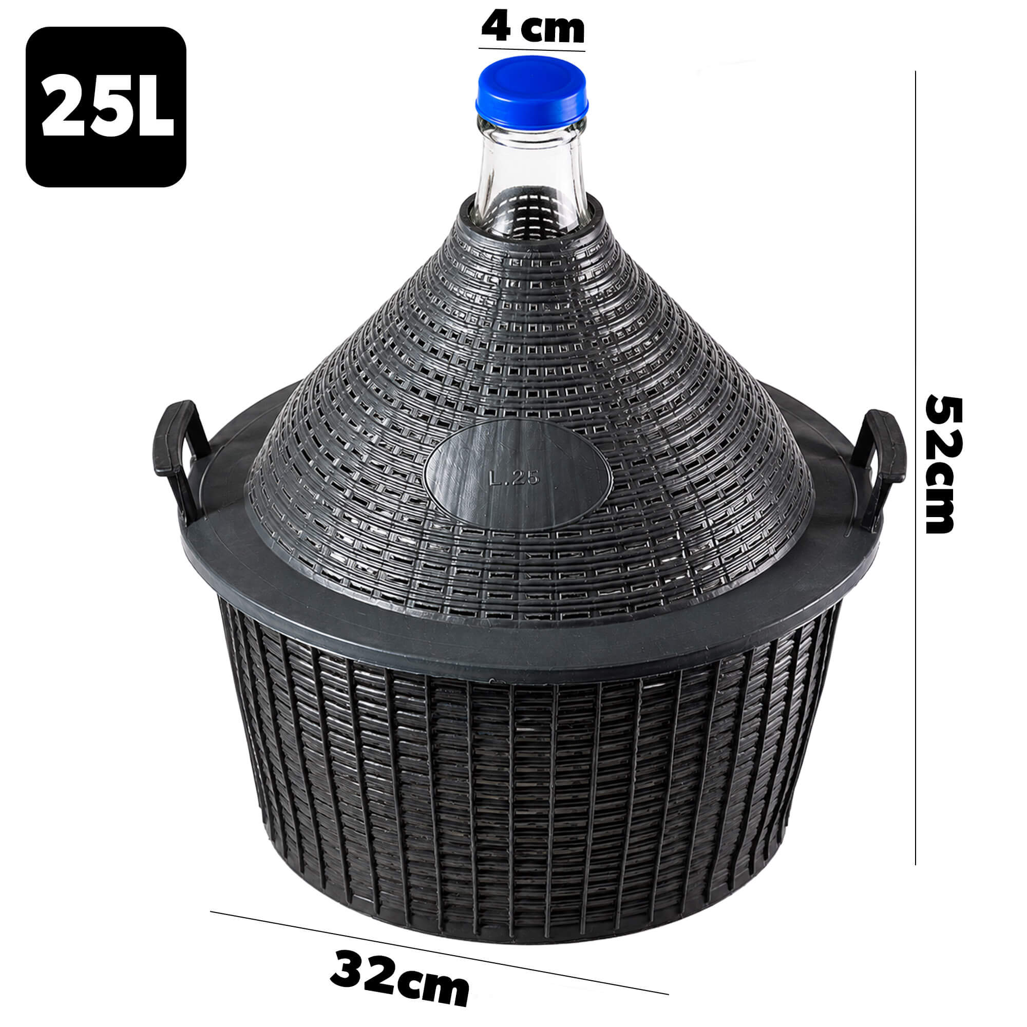 Zestaw winiarski balon 25L + korek nr.3 + szklana rurka