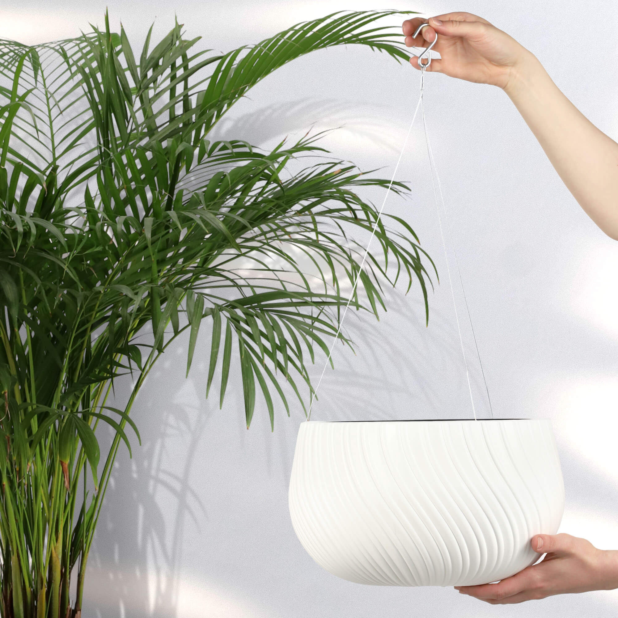 Doniczka wisząca z wkładem Rucas 29 cm, biała