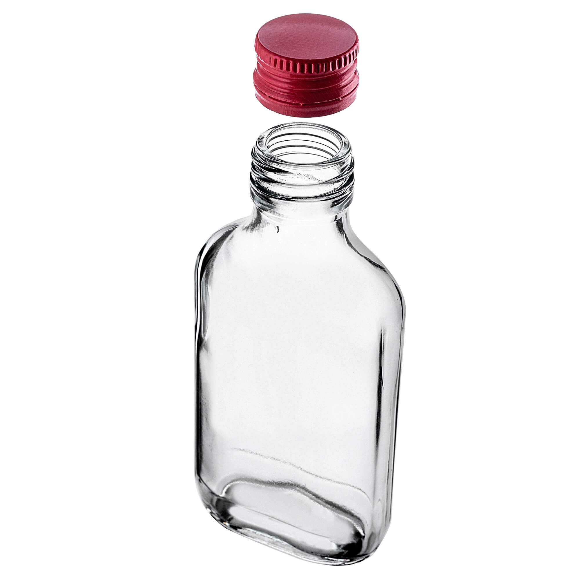 Butelka piersiówka Viane 100ml z czerwoną zakrętką 100 szt.