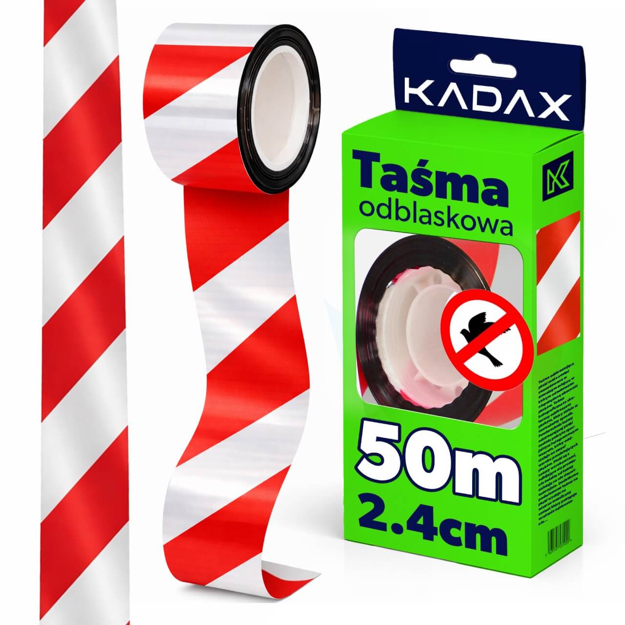 Taśma odblaskowa na ptaki 2,4 cm x 50 m, czerwona