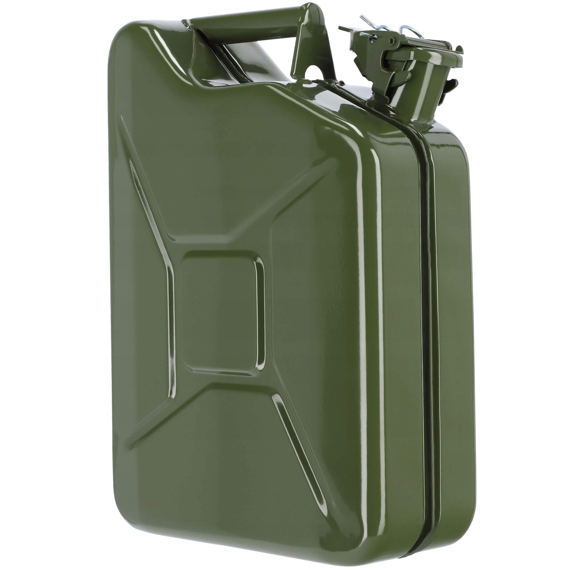 Kanister na paliwo stalowy 10L + lejek 25 cm, zielony